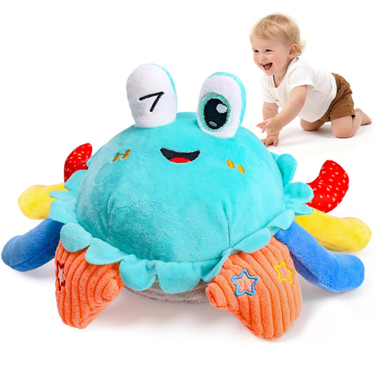 Kleikyerel Baby Toys 1 Year Old 6-12 Months, Crawling Crab Baby Plush Toy, Musical Tummy Time Toys, Dancing Moving Bouncing Recording Sensory Toys for 1 2 3 Year Old Boy Girl Gifts
