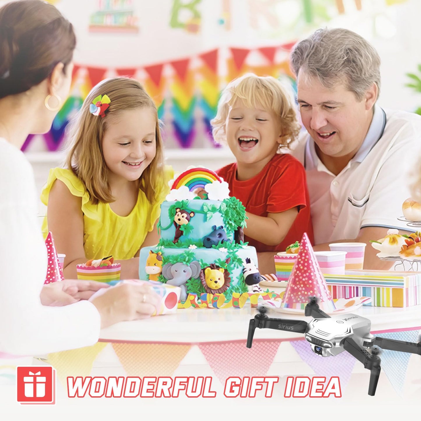 Foldable Drones for Kids Beginners - With 1080P HD Camera, FPV Remote Control Quadcopter, One Key Start/Land, Altitude Hold, 2 Batteries RC Helicopter Toys Gifts for Boys (Lunar Silver)