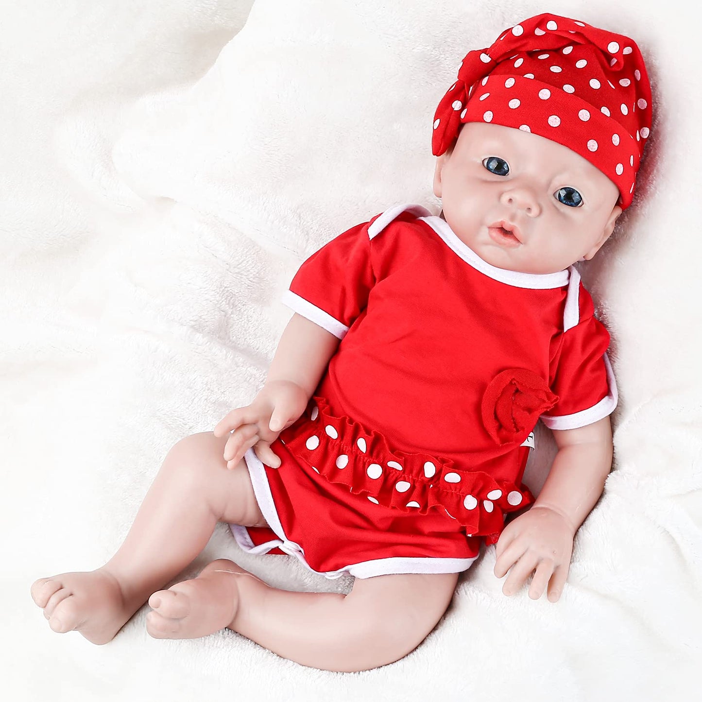 IVITA 19 inch Silicone Baby Dolls Girl Weighted 6.97 lb,[NOT Vinyl],Silicone Full Body Reborn Lifelike Realistic Real Life Newborn Soft Babies with Feeding Accessories & Gift Box for Kids Age 3+