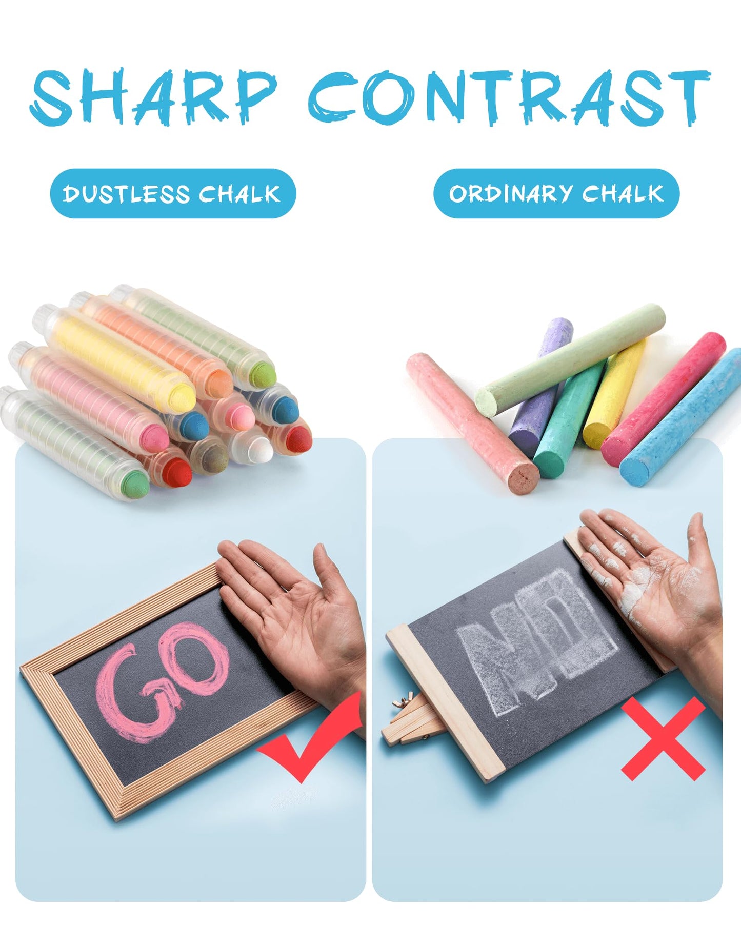NewFamily 36-Color Dustless Chalk with Holders, Non-Toxic Washable Sidewalk & Blackboard Chalk for Kids' Toddler Art & Indoor Play