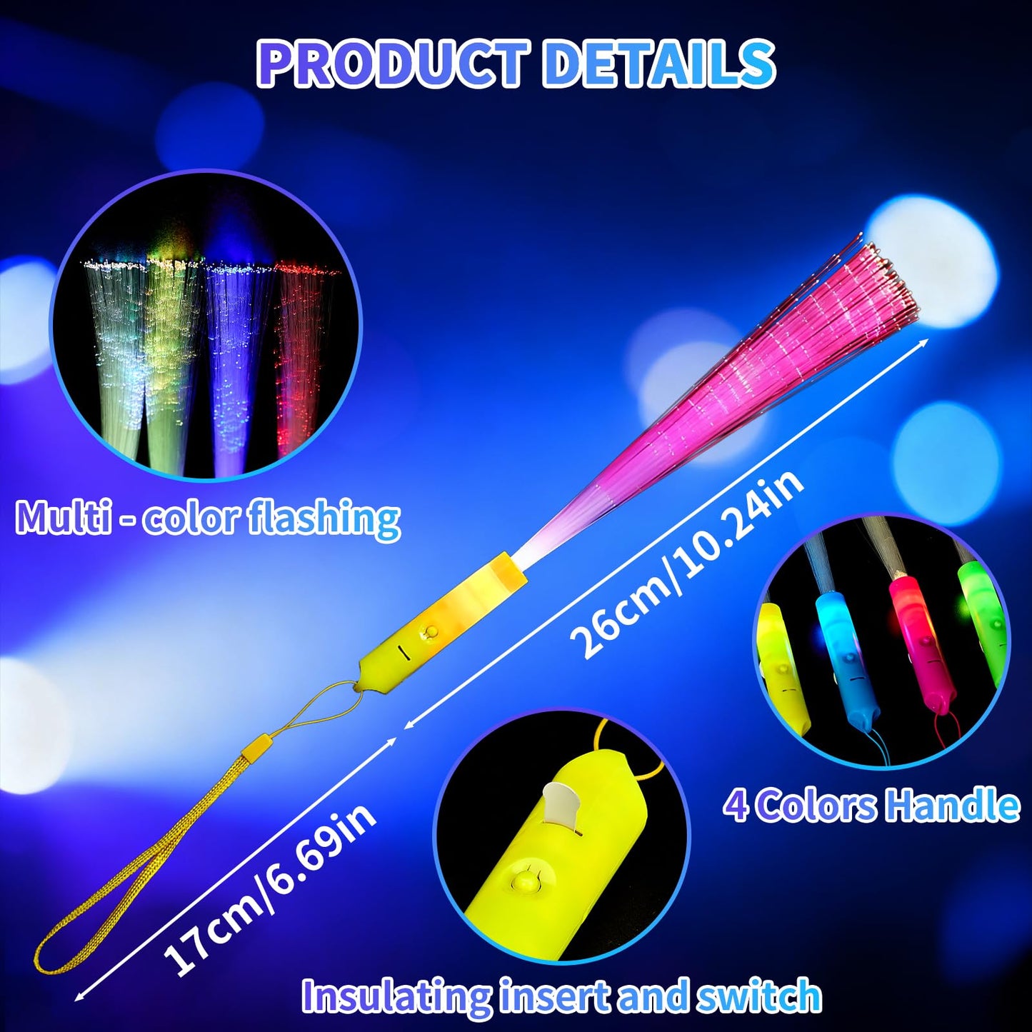 PartyFrenzy 32 PCS Light up Wand Sticks,Fiber Optic Wand,Glow Fiber Optic Wands,Glow in The Dark Party,Glow Wands，Flashing LED Party Favors,New Year Party Favors,Halloween,Christmas