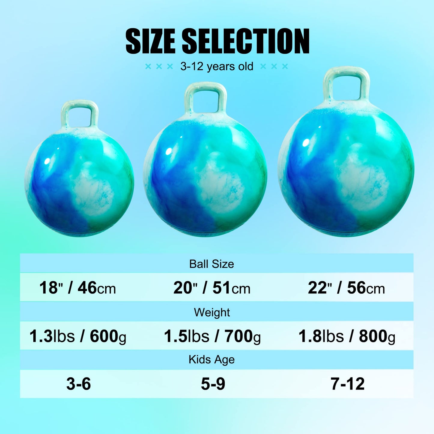 INPODAK Hopper Ball 20 Inch Bouncy Ball with Handle for Kids, Hippity Hop Jumping Bouncer Hopping Toy for Boys Girls Ages 5-9 with Pump and Gift Box Great Gift for Birthday Holiday