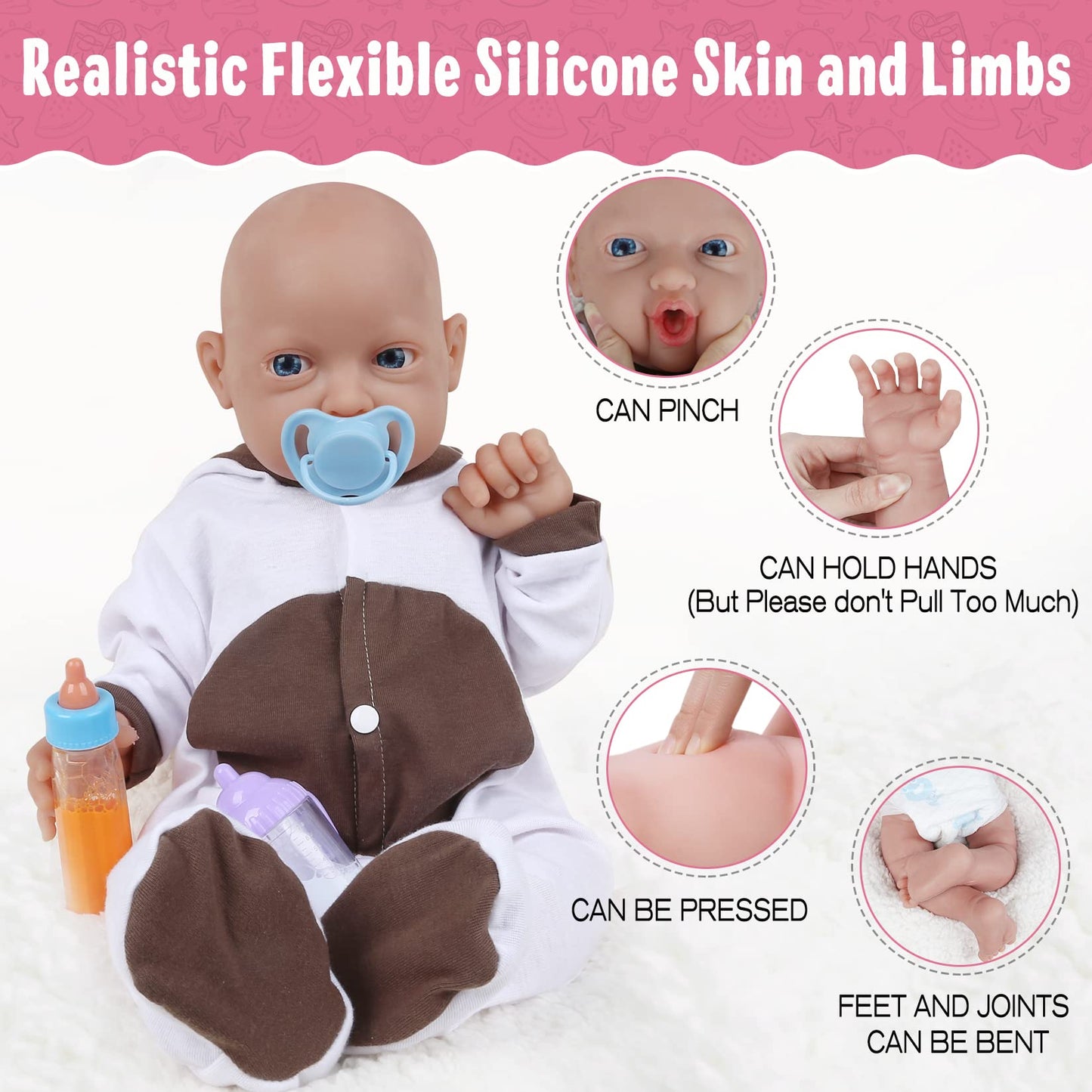 Vollence 20 inch Silicone Baby Dolls Girl Weighted 8.17 lb,[NOT Vinyl],Silicone Full Body Reborn Lifelike Realistic Newborn Real Life Soft Babies with Complete Accessories & Gift Box for Kids Age 3+