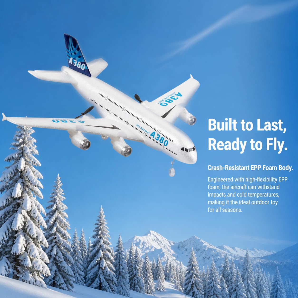 Remote Control RC Airplane Ready to Fly 2.4GHz – Airbus A380 Model, 2-Channel Beginner RC Plane Toy for Kids & Adults with Gyro, Foam Durable & Easy Fly
