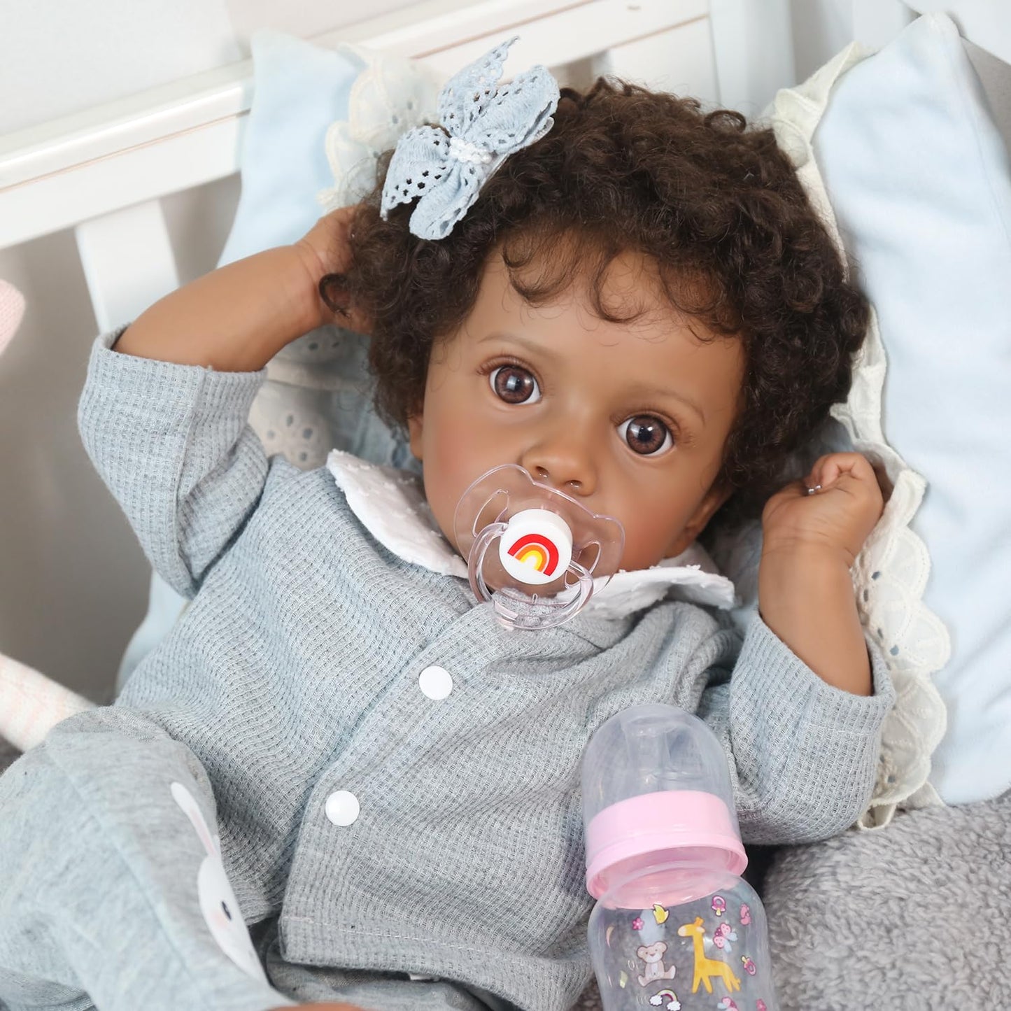 WOOROY Reborn Baby Dolls Girl Black - 20 Inch Realistic Baby Doll African American, Newborn Lifelike Real Life Girl Soft Cloth Body, Gift Set with Accessories for Kids Aged 3+