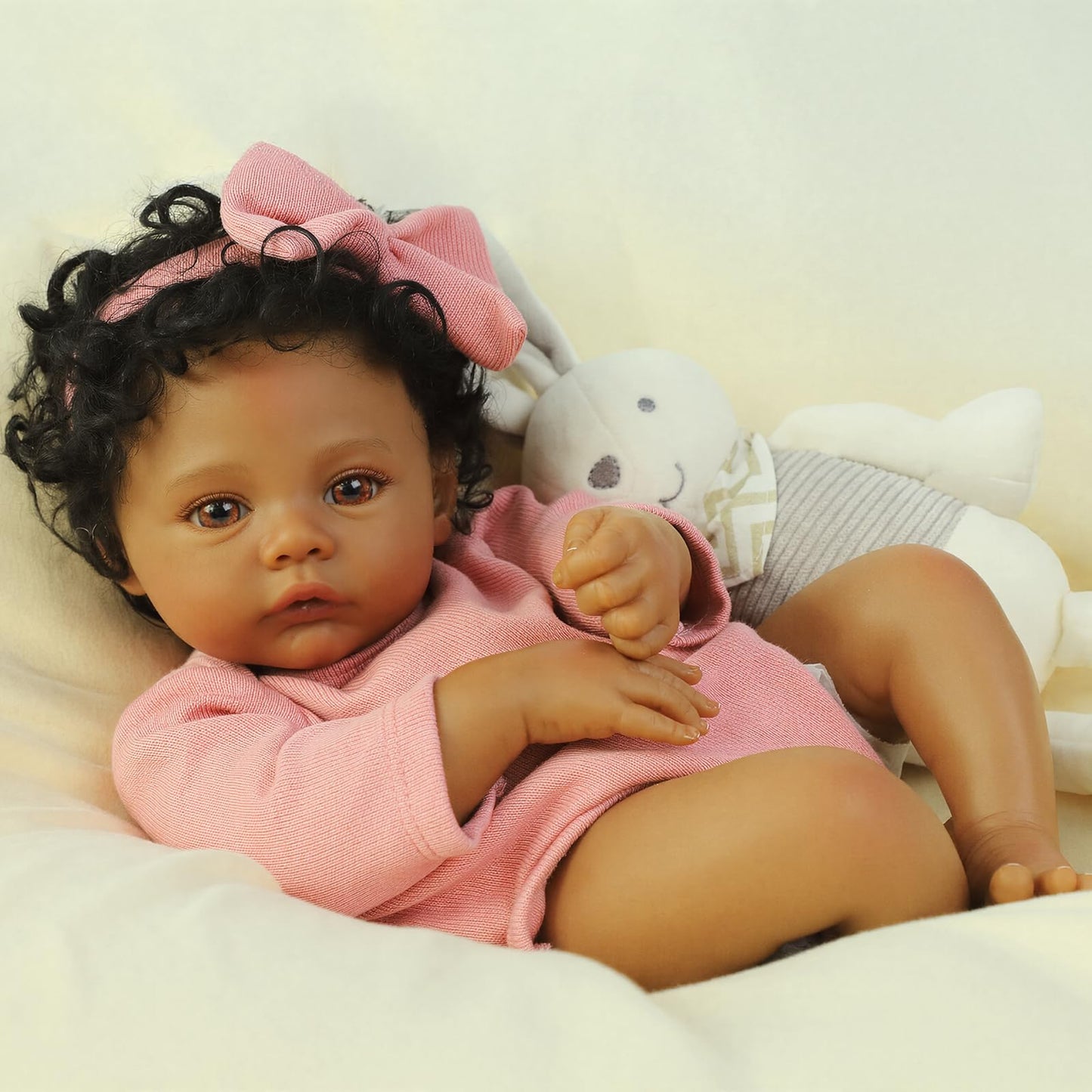 WOOROY Reborn Baby Doll Black Girl, 18 Inch Realistic African American Newborn Real Life Baby Doll, Handmade Realistic Vinyl Lifelike Baby Doll with Clothes for Kids and Collectors