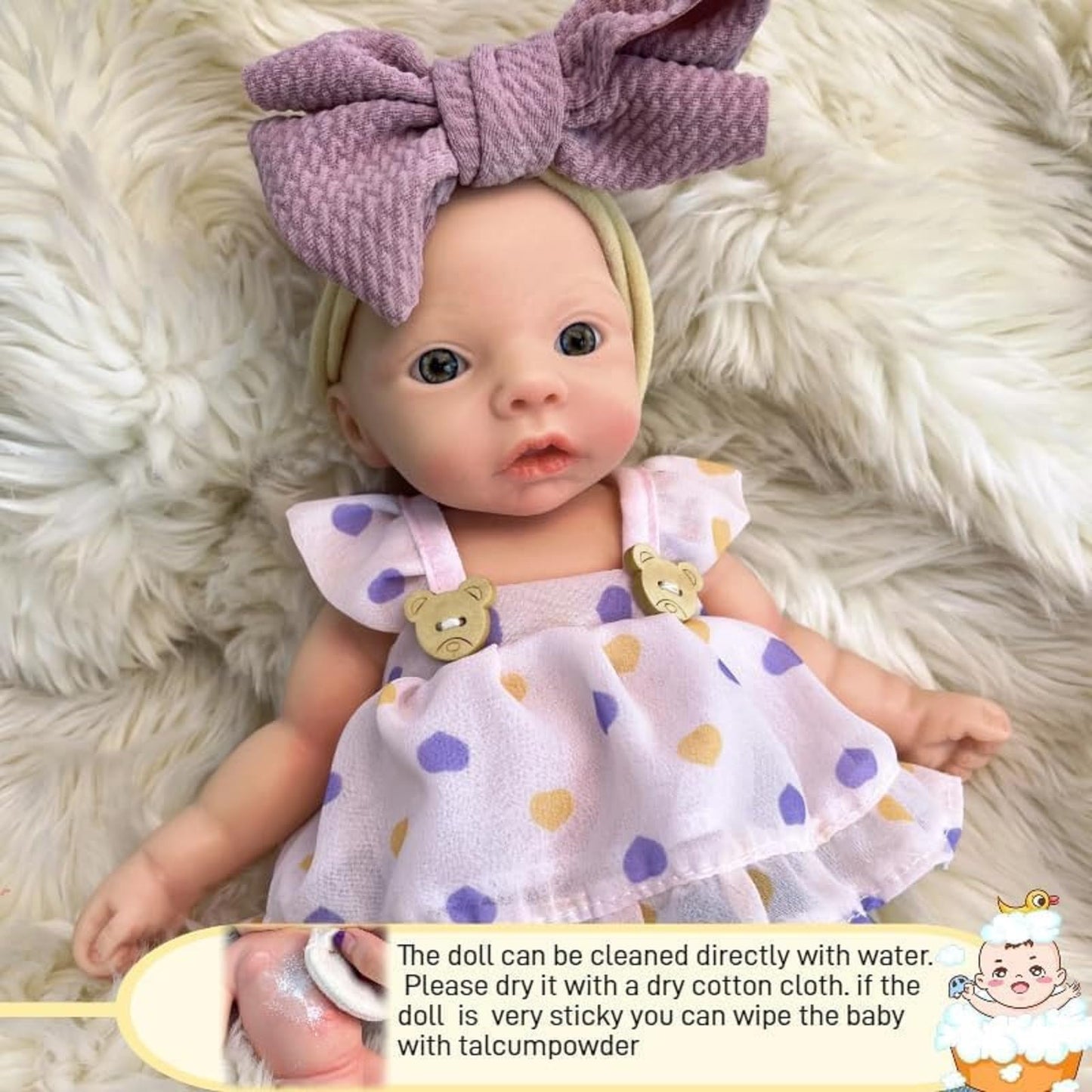 Yokyyi 11 Inch Full Body Silicone Reborn Baby Doll, Eyes Open Realistic Lifelike Full Silicone Body Baby Girl