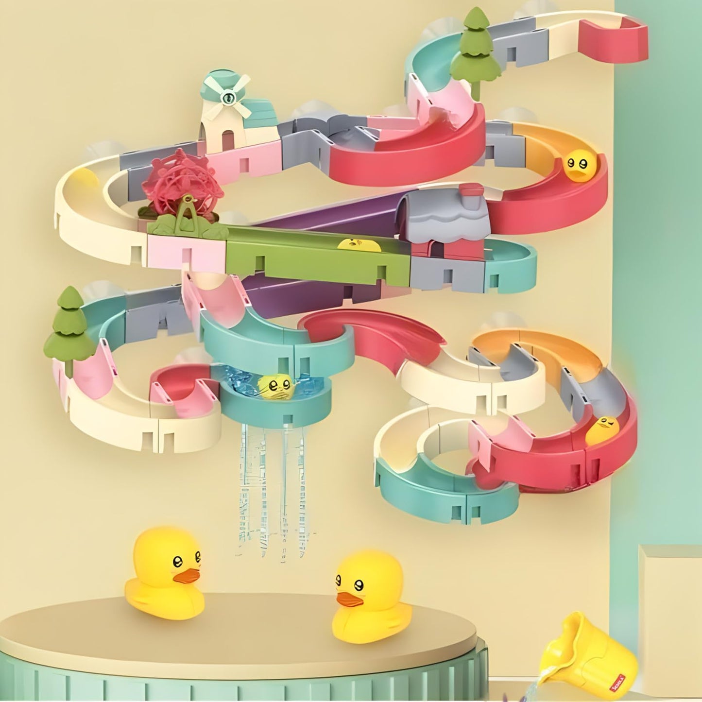 62 PCS Toddler Bath Toys for Kids Ages 3-5 4-8,Large Fun DIY Suction Cup Bathtub Mold Free Shower Toy Set,Duck Slide Building Game Toys for Ages 3 4 5 6 7 8 Year Old,Birthday Gift for Baby Boys Girls