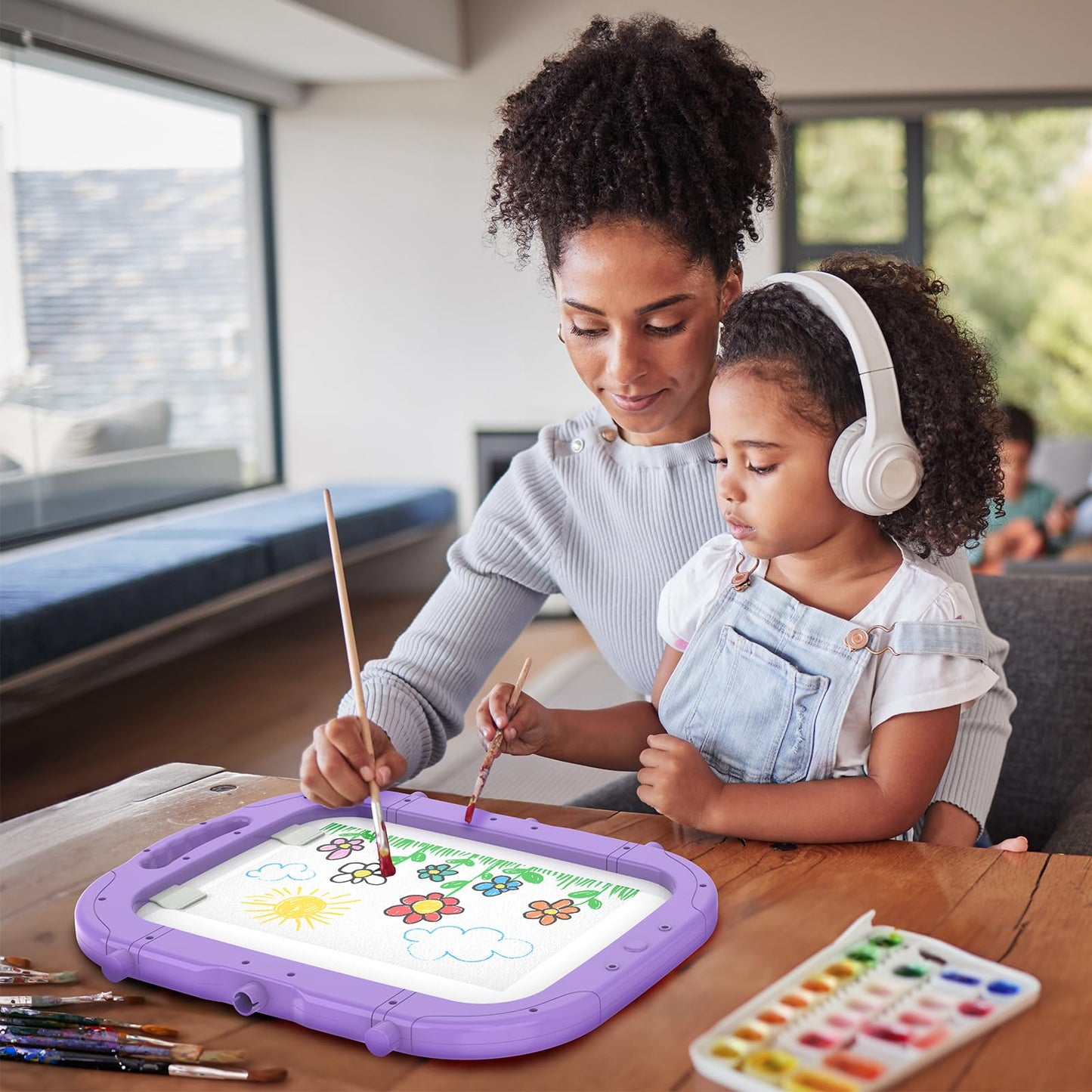 Ylovetoys Easel for Kids, Toddler Art Easel Adjustable Standing, Magnetic Double Sided Easel with Painting Accessories Gift for Boys and Girls (Purple red)