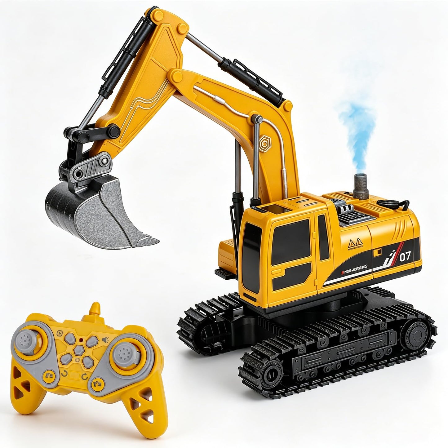 VGY Remote Control Excavator Toys for Boys,2.4GHz RC Excavator with Mute Function,Construction Toys for Kids Age 3-5 4-7 8-12 Year Old Birthday Gift