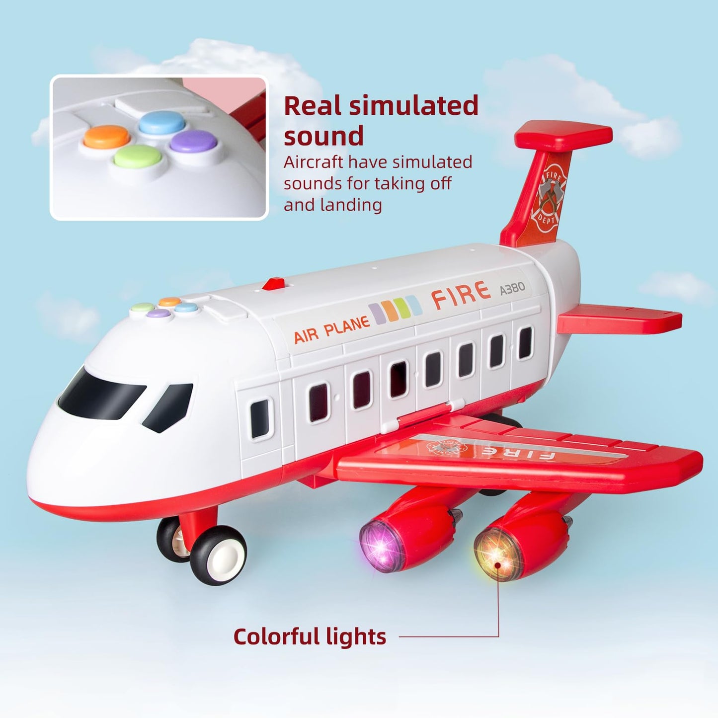 Cmartlarge Airplane Toy with 4 Layer Foldable Race Track, Transport Carrier Plane with 6 Race Cars, LED Lights & Sounds, Toddlers Toys Birthday for 3 4 5 6+ Years Old Boys Girls