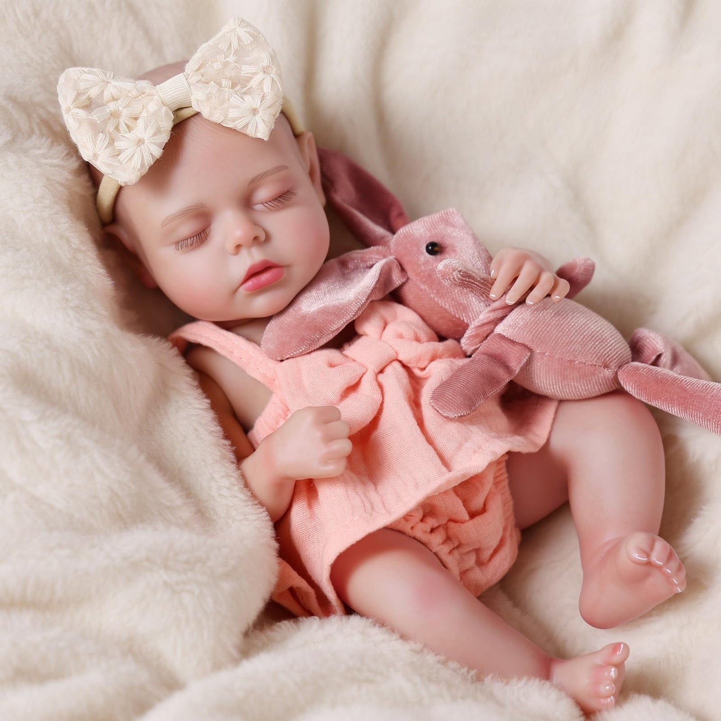 BABESIDE 12 Inch Lifelike Reborn Baby Dolls Vinyl Full Body, Realistic Newborn Baby Doll Sweet Sleeping Preemie Real Life Baby Dolls Easy to Hold with Accessories Gift Set for Kids Age 3+