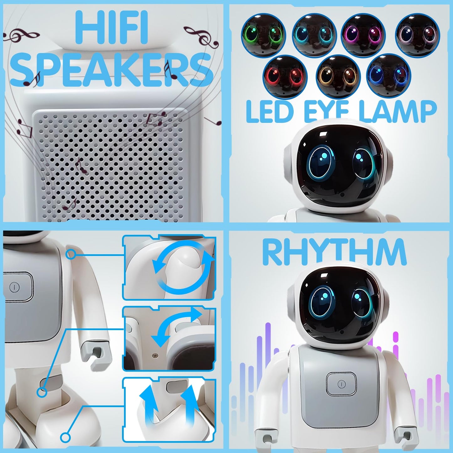 Gsou Dancing Robot Speaker Toys for Kids & Adults, Portable Dancing Bluetooth Speaker with LED Lights, Intimate Companion, Programmable Interactive Robot Toys with iOS & Android APP Remote
