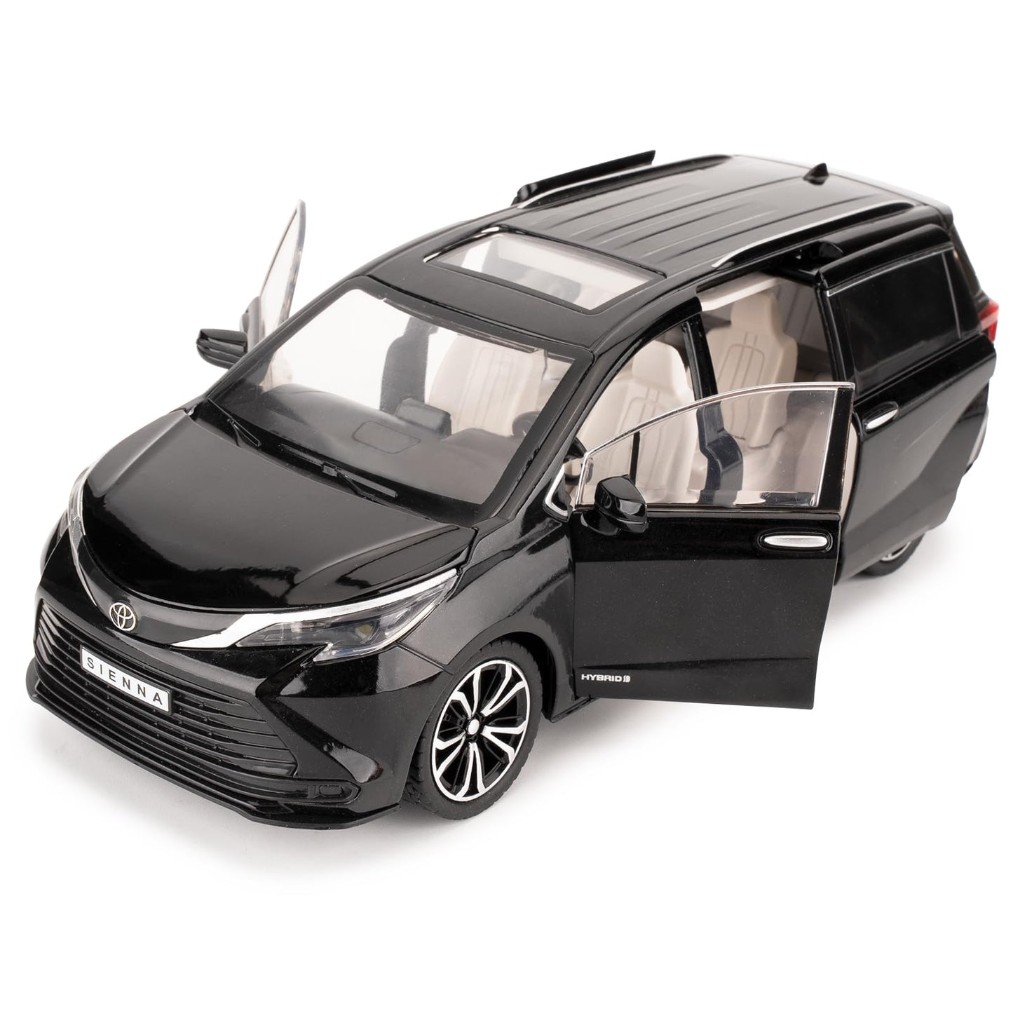 BDTCTK 1:24 Compatible for Sienna MPV Car Model, Pull Back Diecast Toy Car with Sounds＆Lights for Kids Boys Girls and Adults, Gift Black.