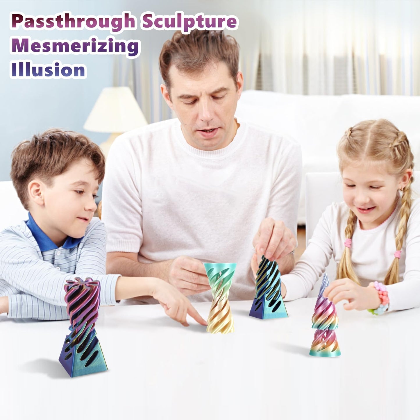 Pyramid Spiral Cone Toy - Reversible Passthrough Sculpture for Calmness & Relaxation - Impossible 3D Printed Optical Illusion Gadget, Fidget Desk Toy for Kids & Adults