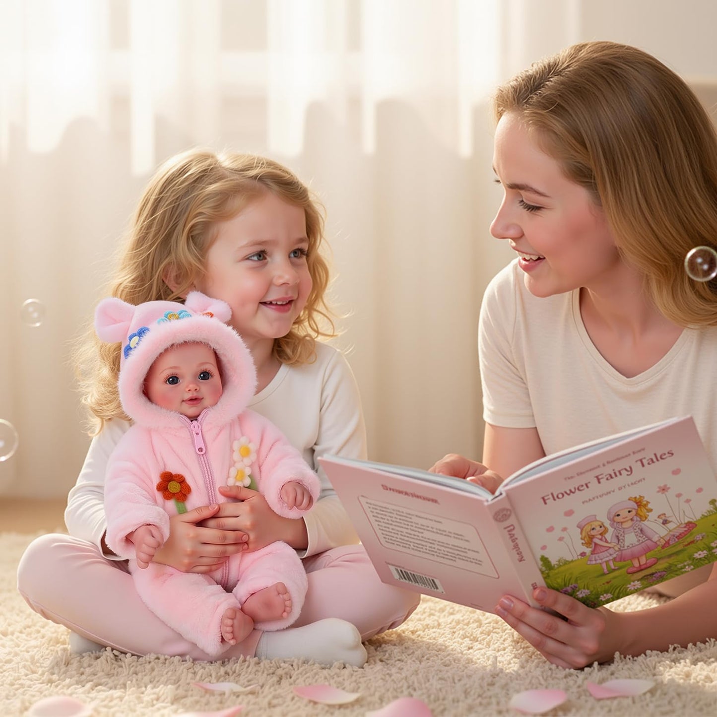 BABESIDE Reborn Baby Dolls Girls - 17 Inch Cute Soft Vinyl Realistic Baby Doll Poseable with Blue Eyes and Fairy Outfit Real Life Baby Dolls with Complete Accessories for 3+ Years Old Gifts