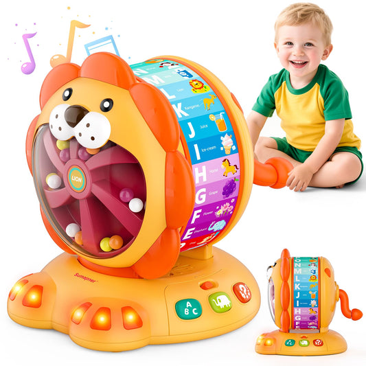 Alphabet Learning Toys for Toddlers 1-2 Year Old, Lion Spin and Sing ABC Letter Interactive Toys with Lights Sound, Musical Educational Toys for Boys Girls Kids, First Christmas Birthday Gift