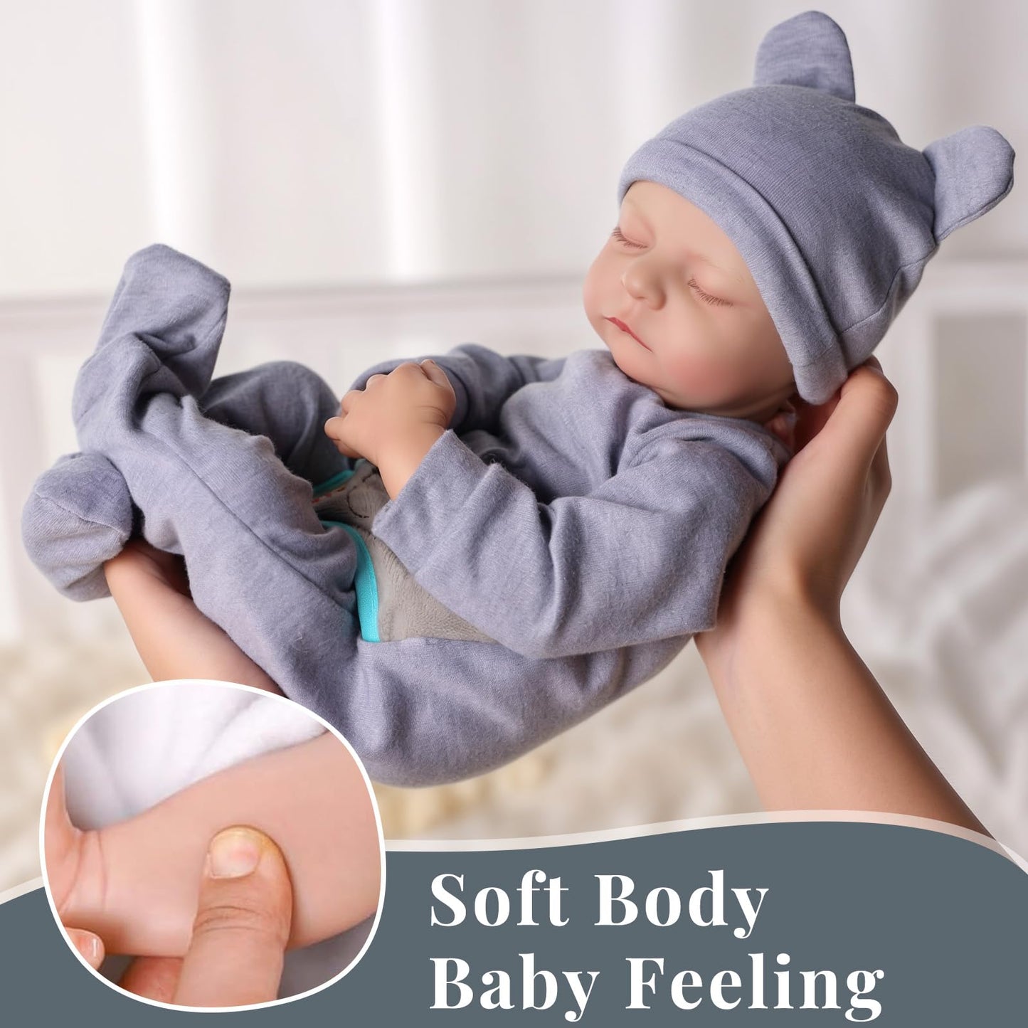 JIZHI Lifelike Reborn Baby Dolls - 17 Inch Realistic Newborn Baby Doll Real Life Realistic Baby Dolls Poseable Body Sleeping Baby Boy with Feeding Kit for Children 3+