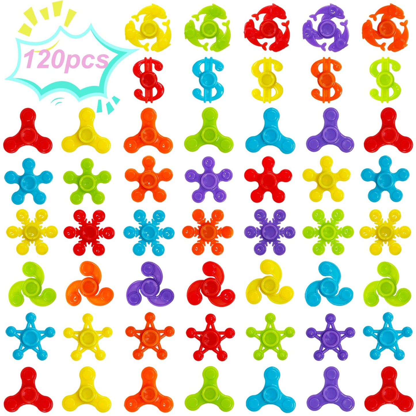 120 Pack Mini Fidget Spinner, Stress Relief Sensory, Easter Basket Stuffers, Easter Gifts for Kids Teens Adults, Birthday Gifts Party Favors, Christmas Goodie Bag Stuffers Toys for Classroom Prizes
