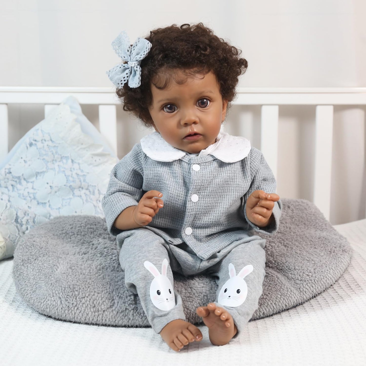 WOOROY Reborn Baby Dolls Girl Black - 20 Inch Realistic Baby Doll African American, Newborn Lifelike Real Life Girl Soft Cloth Body, Gift Set with Accessories for Kids Aged 3+