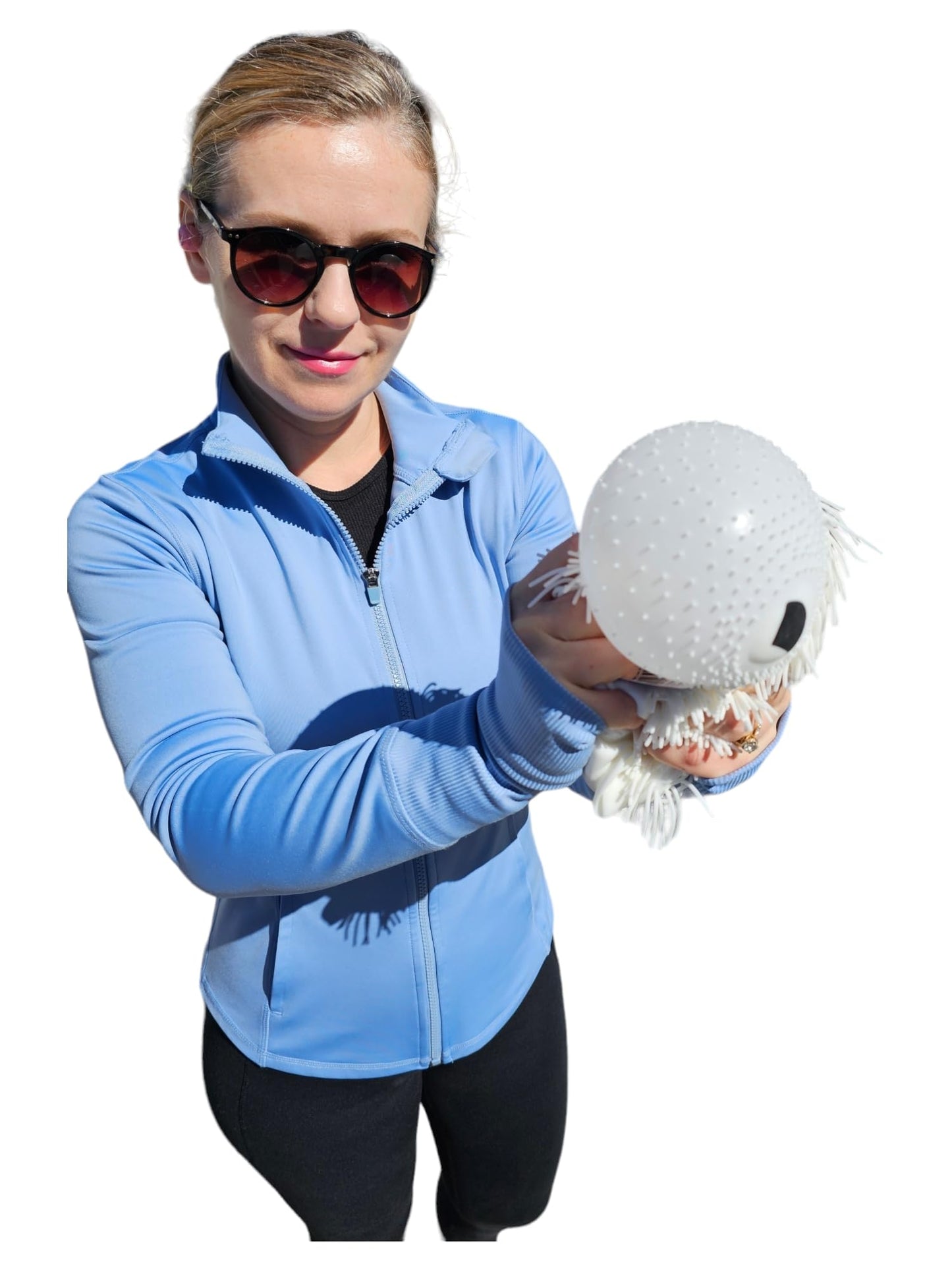 Zugar Land Soft Shaggy Puffer Dog Toy (1 White) (8" x 5") Rubber. Filled with air for a Fun Squishy Stretchy Fidget Experience.