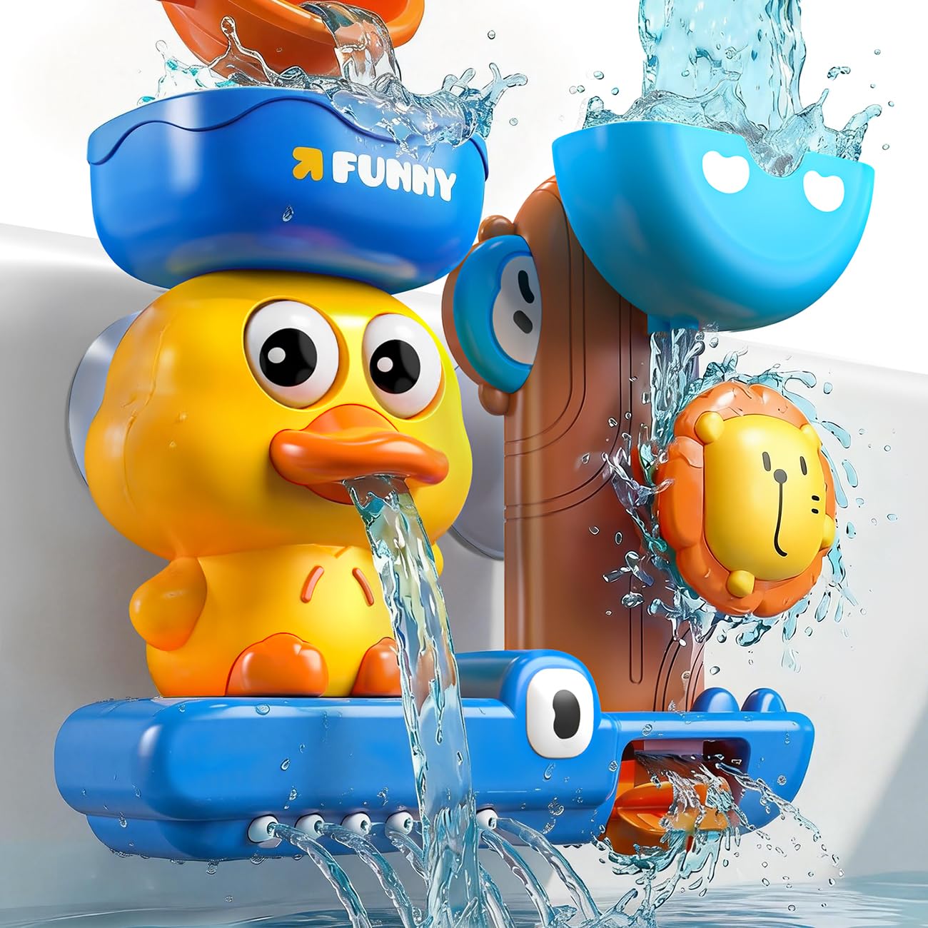 Bath Toys for 1 2 Year Old Boys: Cute & Fun Duck Bathtub Toys Toddlers 2-4 - Suction Bath Toys for Kids Ages 1-3-5 - Birthday Gifts for 1 2 3 Year Old Boy (Blue)