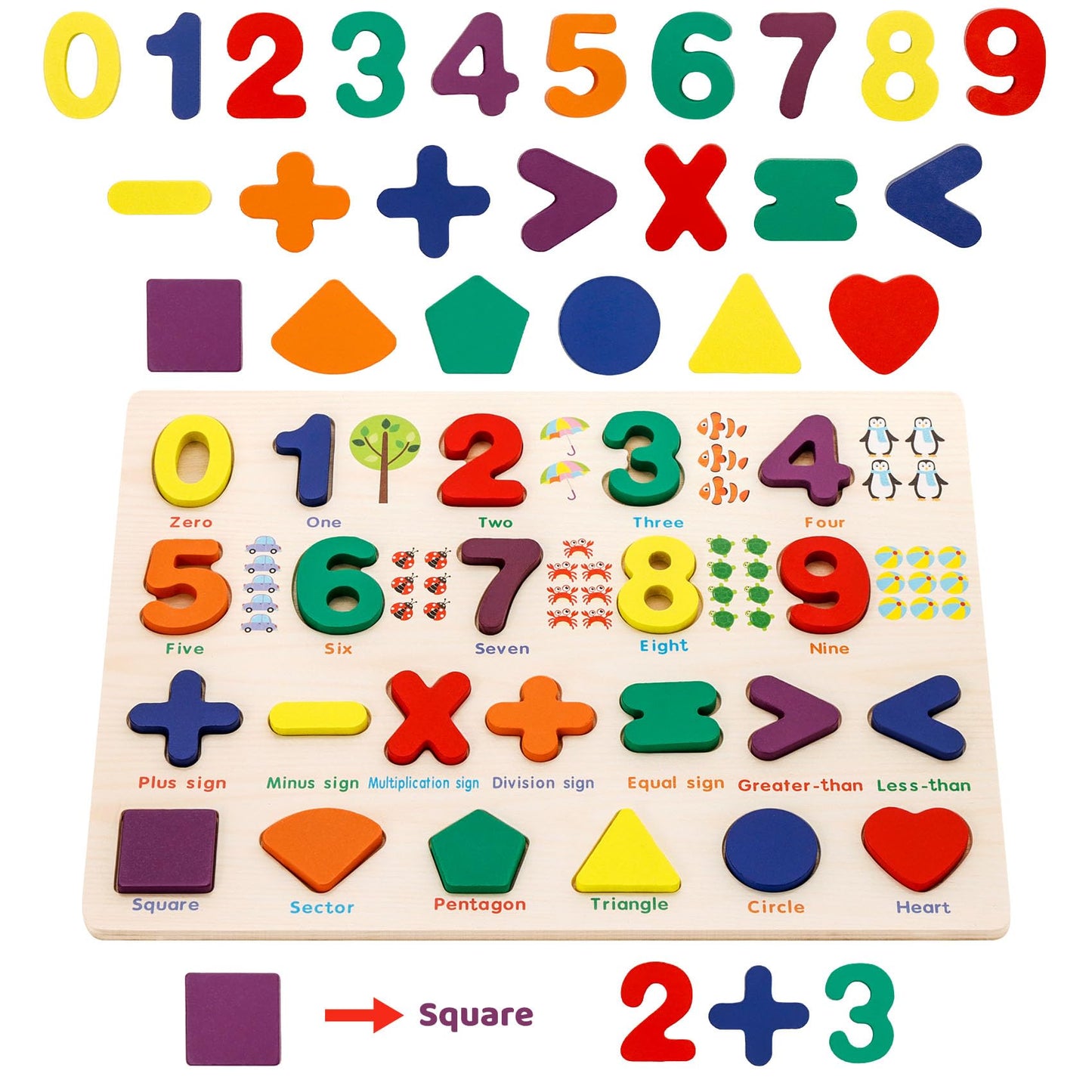 Attmu Wooden Puzzles for Toddlers, 2 Pcs Alphabet Puzzle ABC Shape Number Puzzle Patterns, Learning Toys for Kids, Preschool Educational Activities Toddler Gift Toys for Girls Boys Christmas Easter