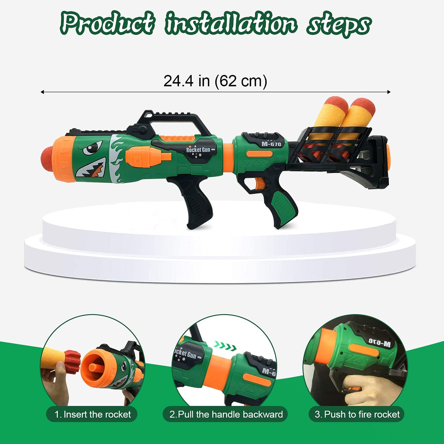 Gantan Toy Rocket Barrel Launcher-Fires Foam Rockets Includes 6 Rockets Compatible with RL Blaster- Shooting Game Toy Air Power Blaster Toy Gun for Youth, Adults