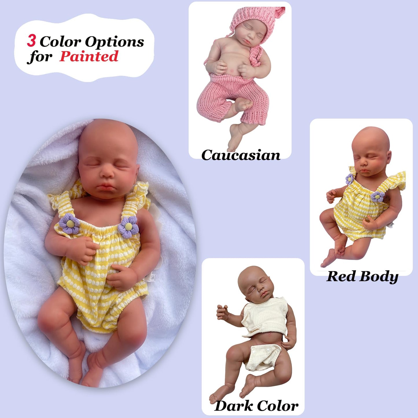 Oppaionaho 20 Inch Loulou Girl Full Body Silicone Reborn Baby Dolls Cute Newborn Baby Doll That Look Real Sleeping Babies (Tan)