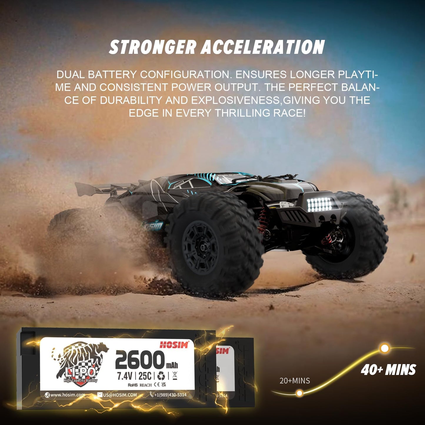 Hosim 1/10 Off Road RC Cars Fast 68KM/H, Electric RTR Brushless RC Car for Adults, High Speed Monster Truck Hobby Remote Control Car, Waterproof RC Truck 4x4 All Terrain Buggy Toy Gift for Age 8+