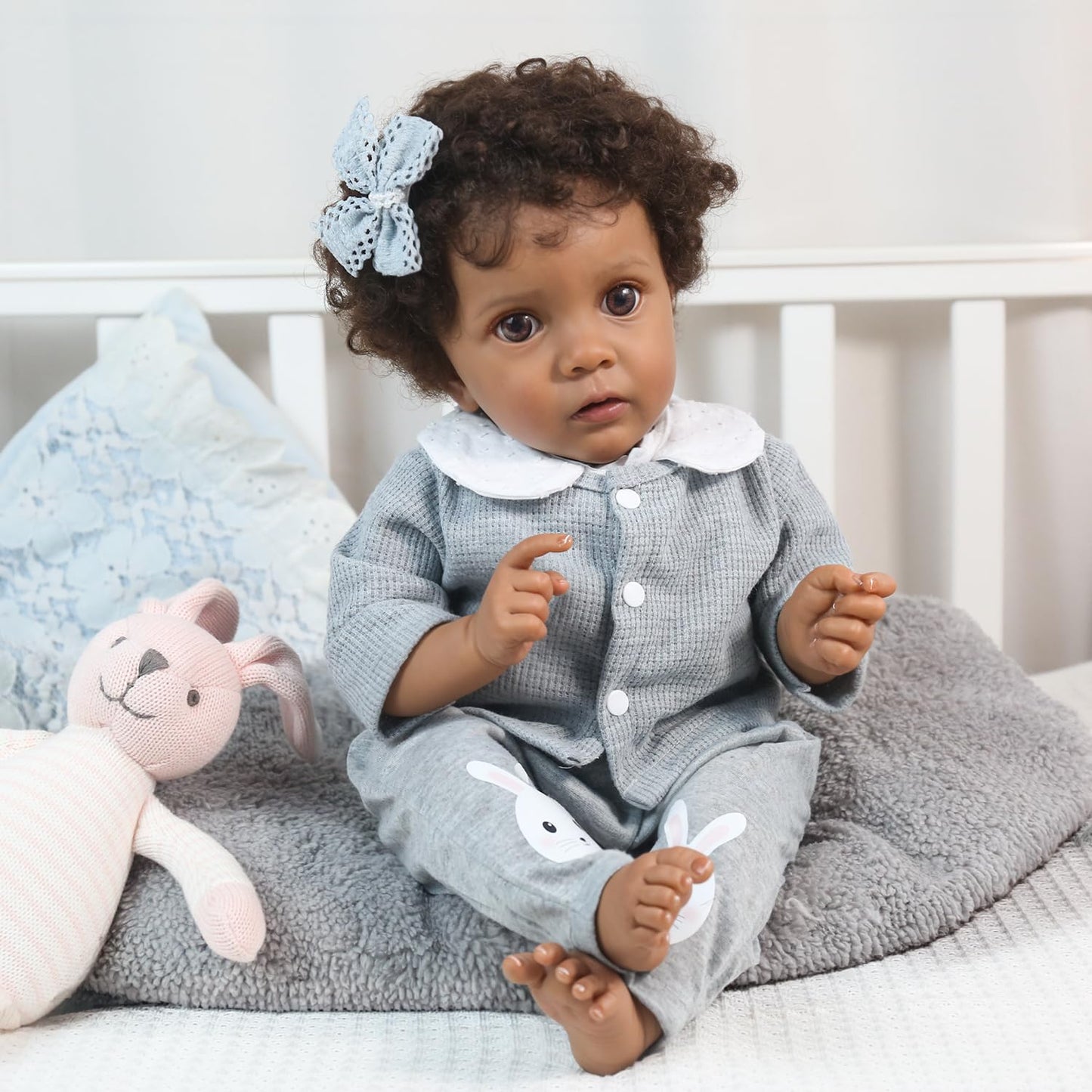 WOOROY Reborn Baby Dolls Girl Black - 20 Inch Realistic Baby Doll African American, Newborn Lifelike Real Life Girl Soft Cloth Body, Gift Set with Accessories for Kids Aged 3+
