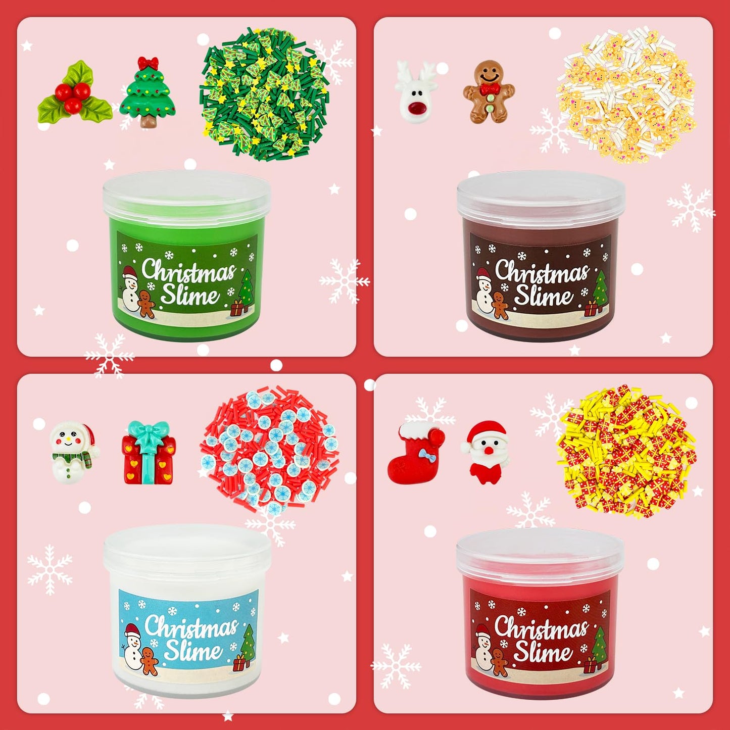 Christmas Slime Stocking Stuffers for Kids 4 Pack, Funny Xmas Toys Gifts Party Favors Supplies for Toddler Boys Girls, Holiday Classroom Game Prizes Basket Goodie Treat Bag Fillers Stuff for Teens