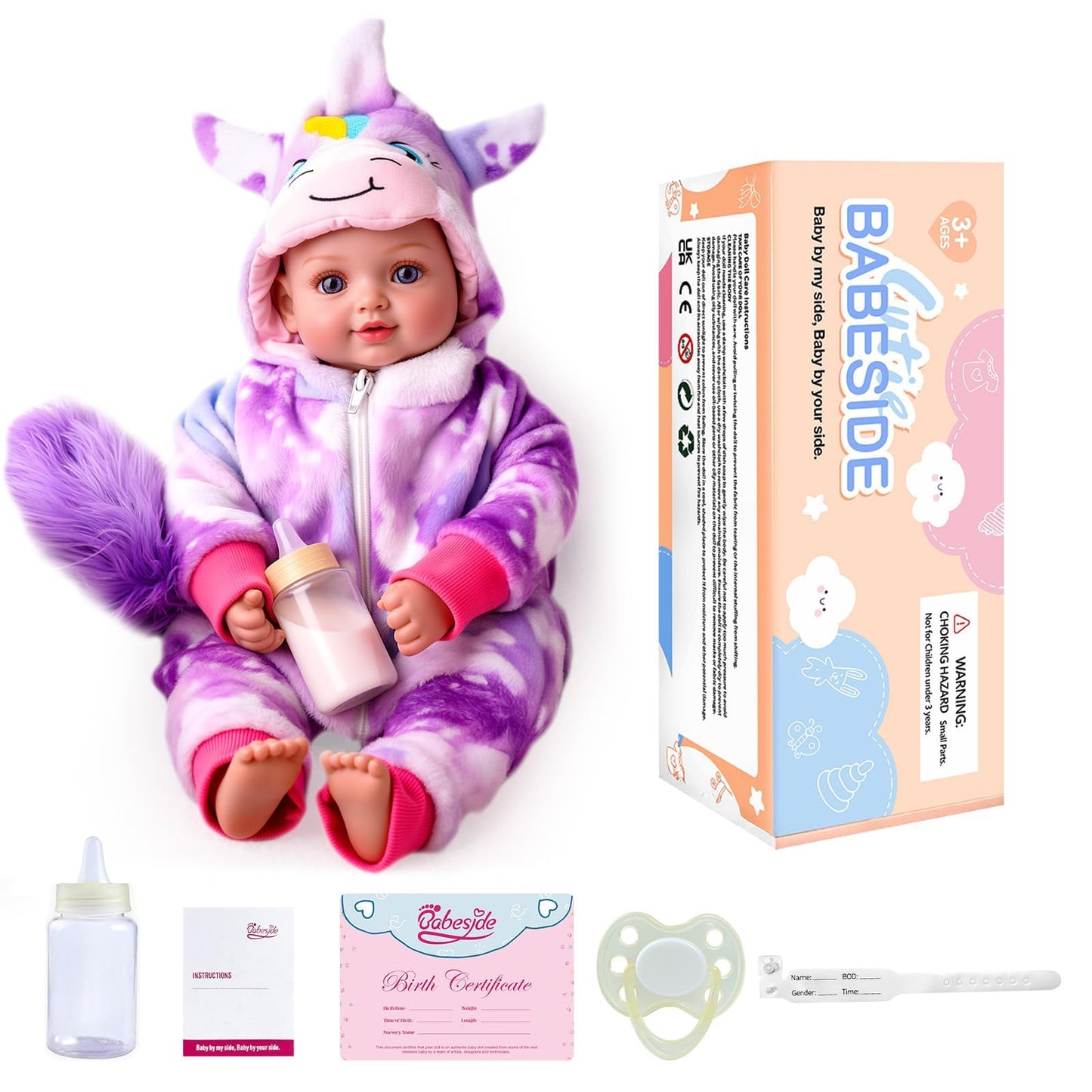 BABESIDE Baby Doll Girl - 15-Inch Realistic Baby Doll with Blue Eyes, Soft Body in Unicorn Outfit Life Like Baby Dolls that Look Real for 4 5 6 7 8 9 Years Girl, Birthday Gift and Pretend Play
