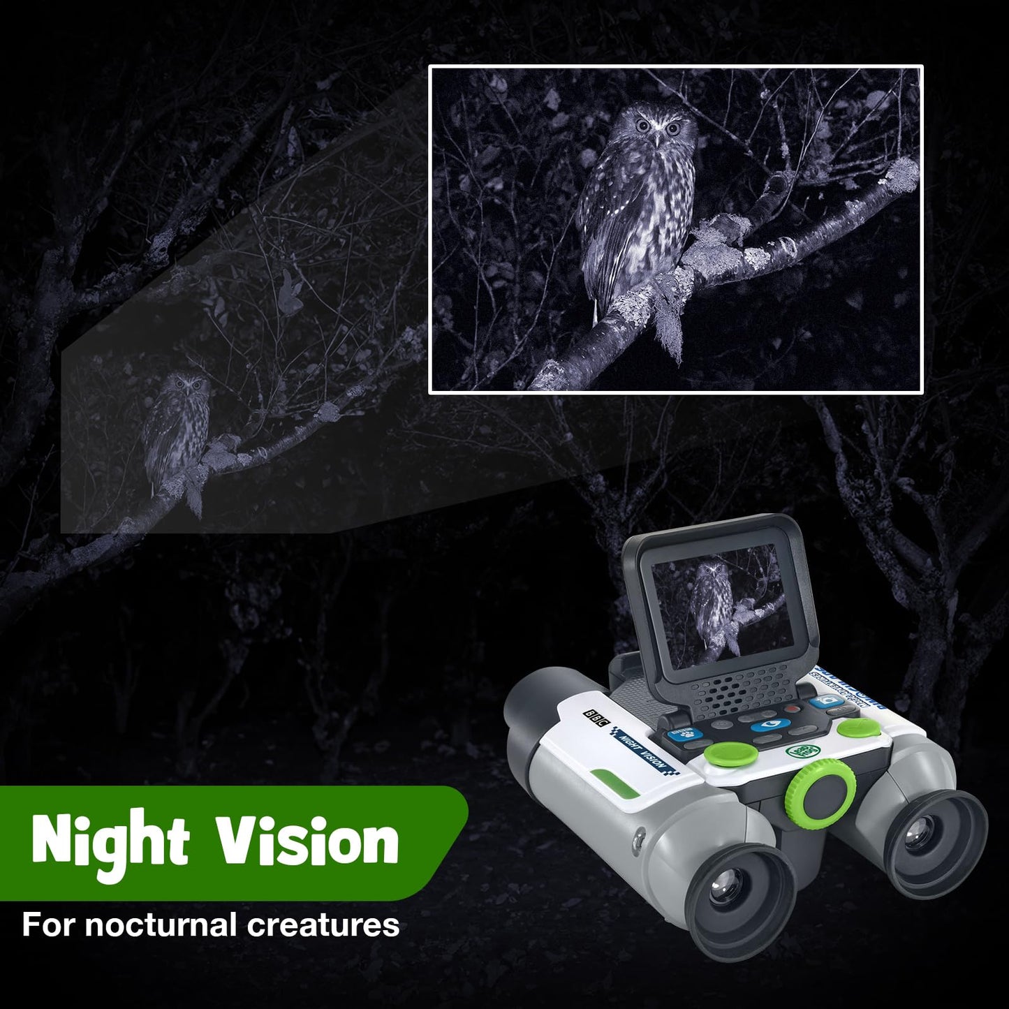 LeapFrog Magic Adventures Binoculars with Screen Capture, Night Vision for Kids Ages 4 and up, White