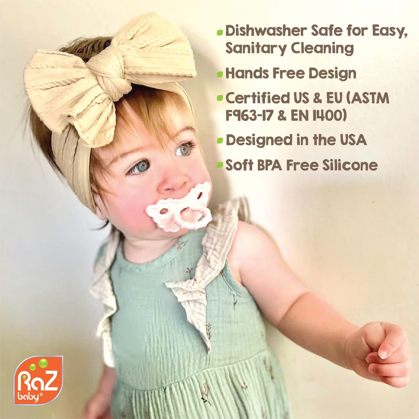 RaZbaby RaZberry (1) & Chompy (2) Teething Relief Pacifiers 3m+ - BPA Free, Easy-to-Hold Design to Soothe Sore Gums