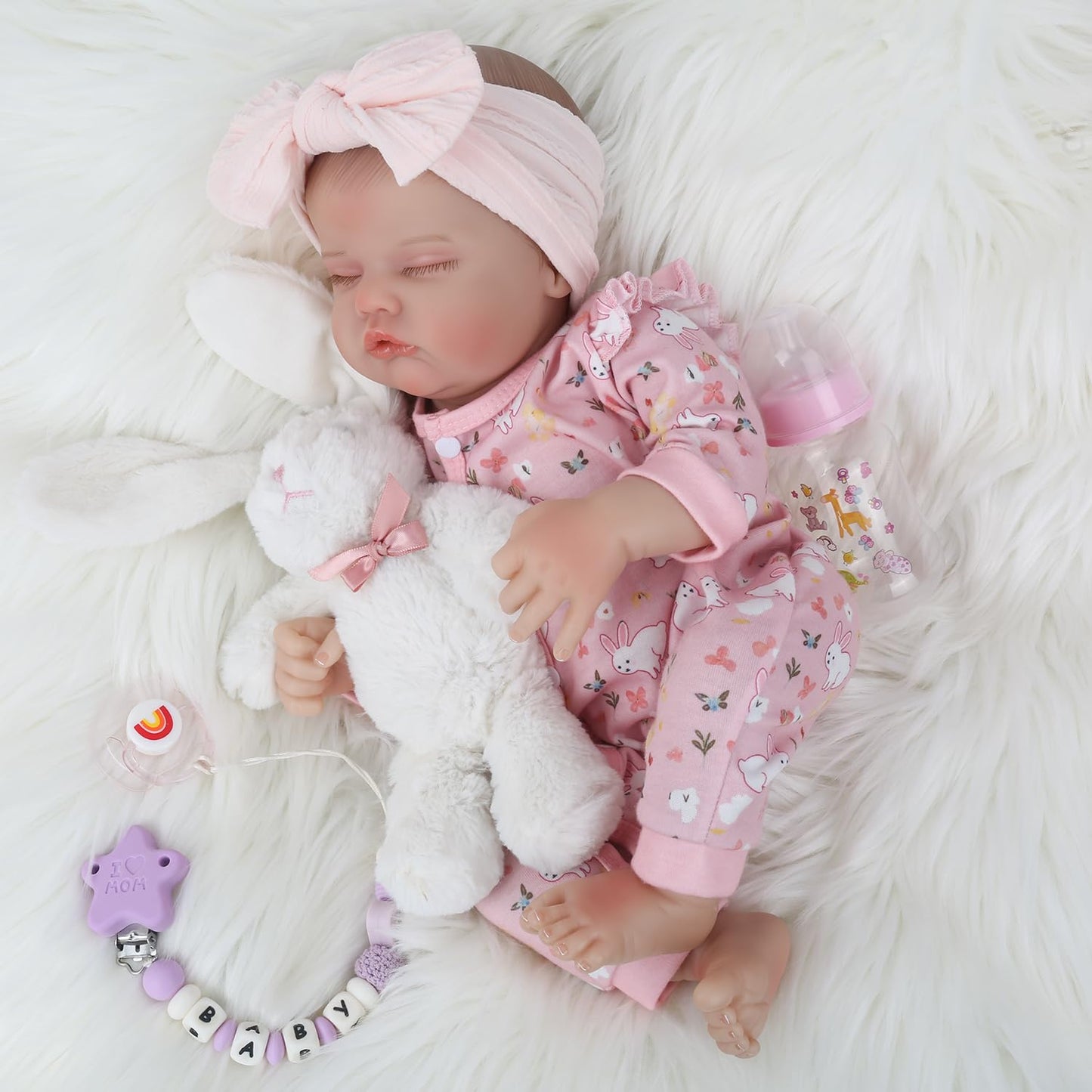 WOOROY Lifelike Reborn Baby Dolls Girl - 18 Inch Cute Realistic Newborn Baby Doll with Soft Weighted Body, Real Life Baby Dolls with Accessories Gifts Pretend Play for Kids Ages 3+
