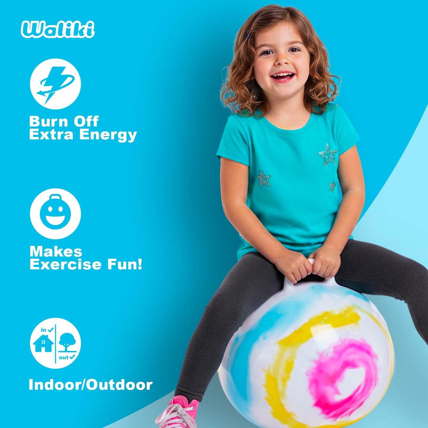 WALIKI Hopper Ball Toy for Boys & Girls Ages 3 4 5 6 Years Old | Tie-Dye Jumping Ball | 18" Hippity Hop Ball | Fun Birthday Gift