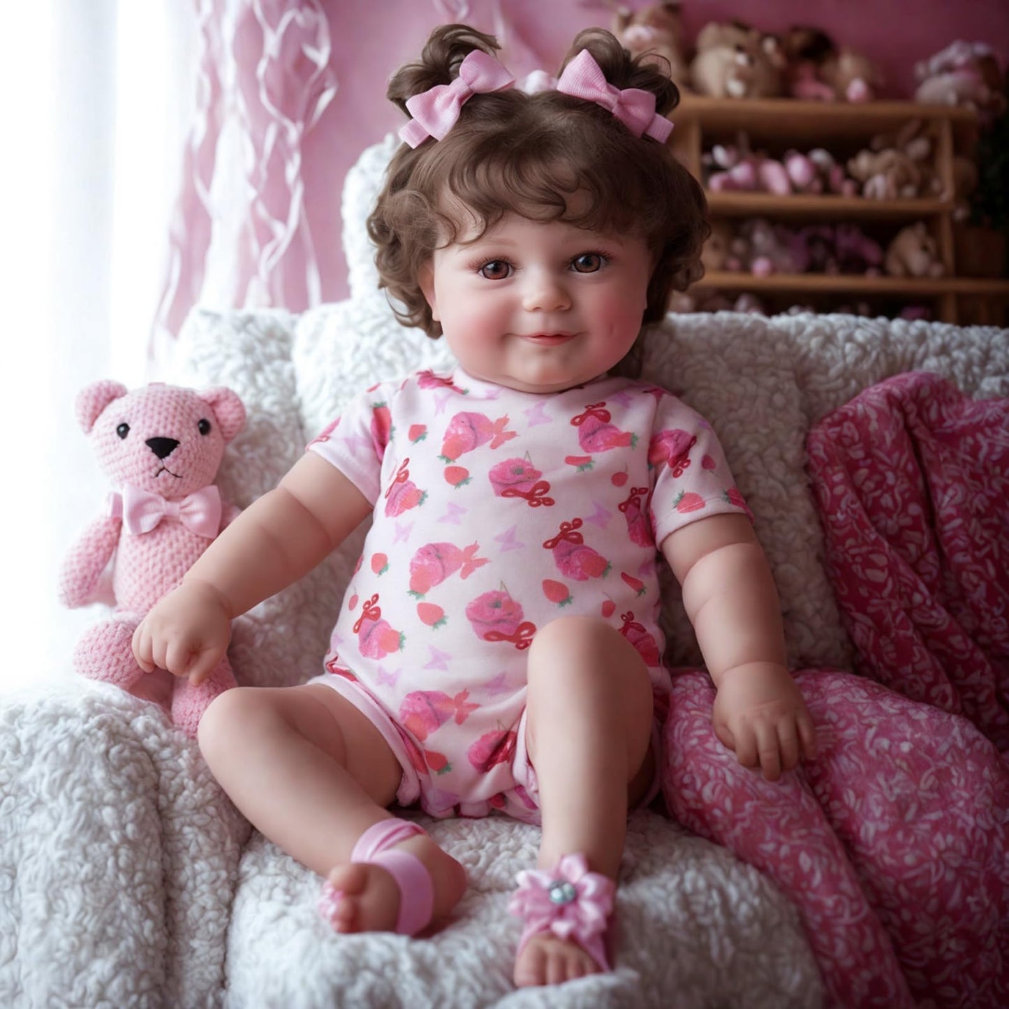 JIZHI Lifelike Reborn Baby Dolls - 20Inch-Real Baby Feeling Realistic-Newborn Baby Doll Adorable Smiling Real Life Baby Dolls with Gift Box for Kids Age 3