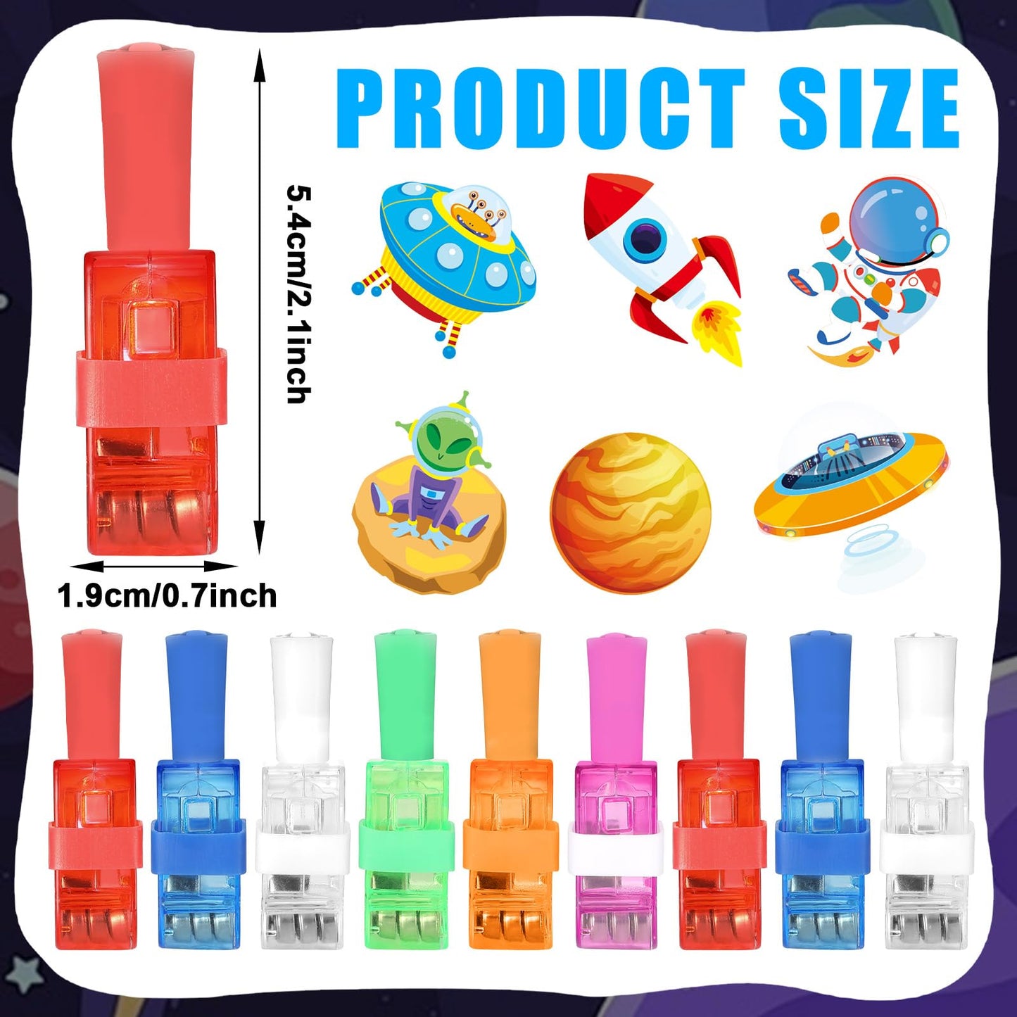CHUNNIN 36 PCS Outer Space Party Favors Planet LED Light Up Finger Lights，Glow in the Dark Spacecraft Astronaut Party Bulk for Christmas Goodie Treat Bags Stuffers Galaxy Theme Birthday Supplies