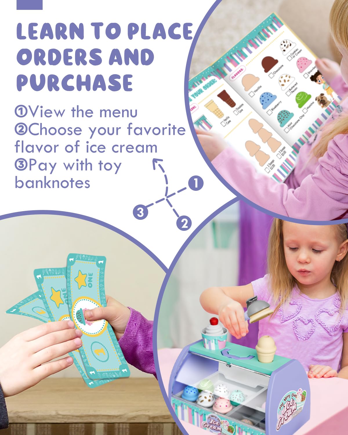Lehoo Castle Ice Cream Toys for Toddlers 3-5, Toys for 3 4 Year Old Girls, Play Ice Cream Counter Shop Playset for Kids, Gift for Girls Boys 3 4 5 6 Year Old