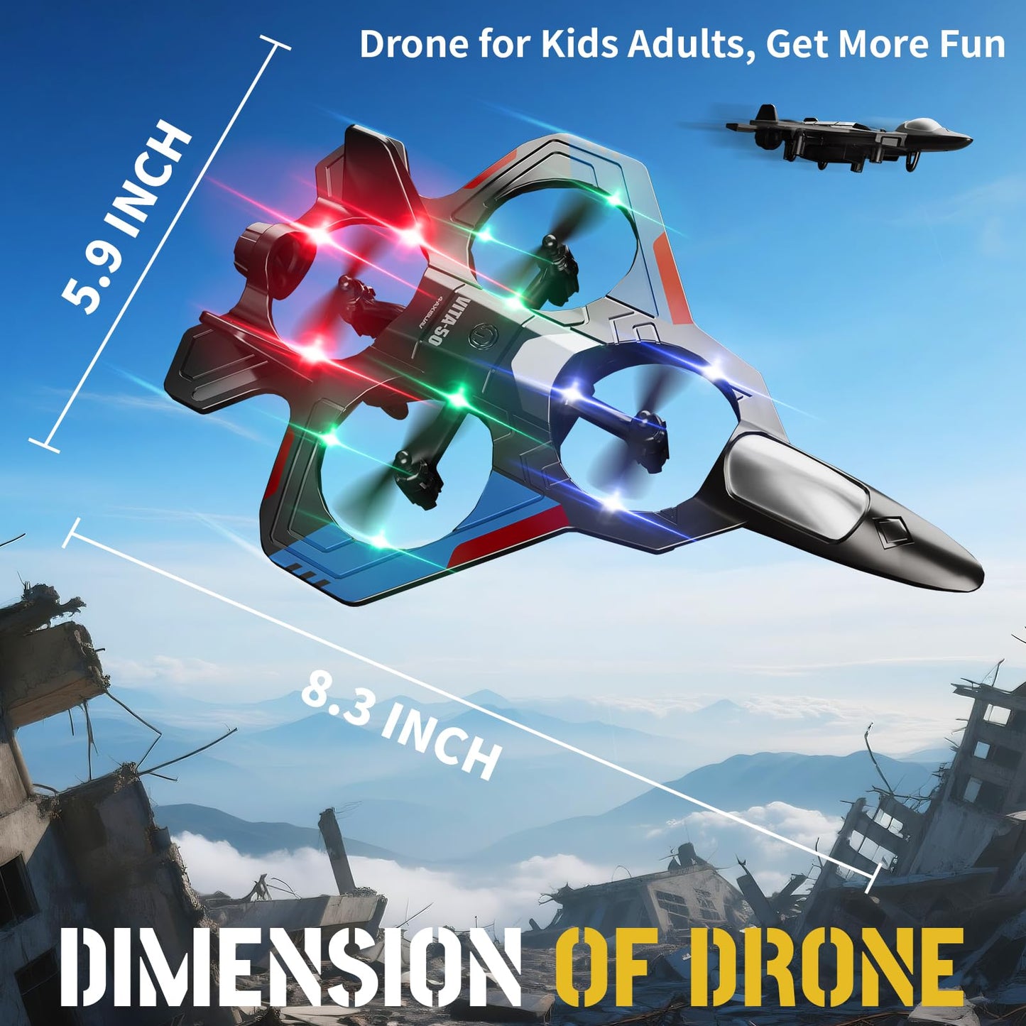 Tubokoro RC Planes with 3 Batteries for Kids Adults, Foam Remote Control Airplane Jet Helicopter Drone Toys for Kids Adults 8-12 12-16, Remote Control Plane Airplane Toys with Led Lights