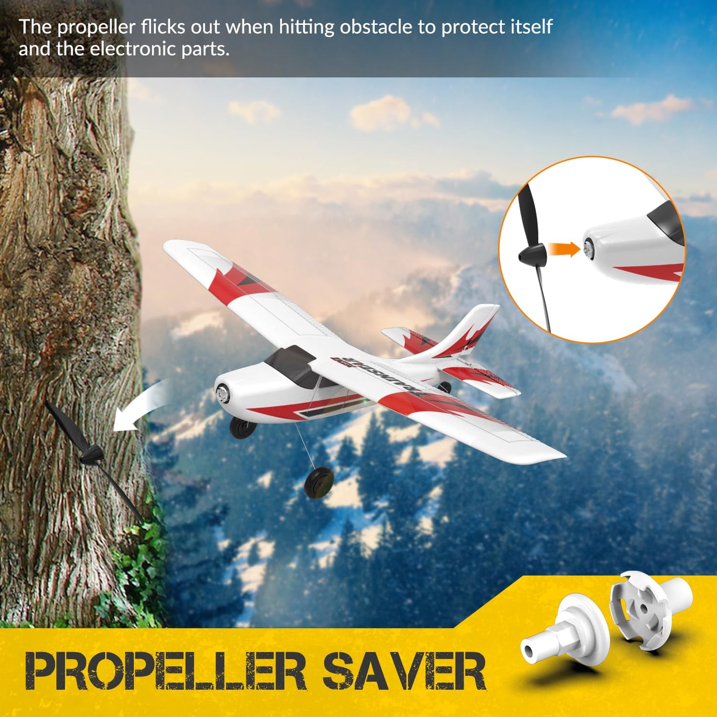 volantexrc RC Plane Trainer 3CH Remote Control Airplane with Prop Saver, 6-Axis Gyro Stabilizer & 3 Modes to Fly, Hobby Radio Controlled Aircraft RTF for Beginners & Adults (400mm,Red)