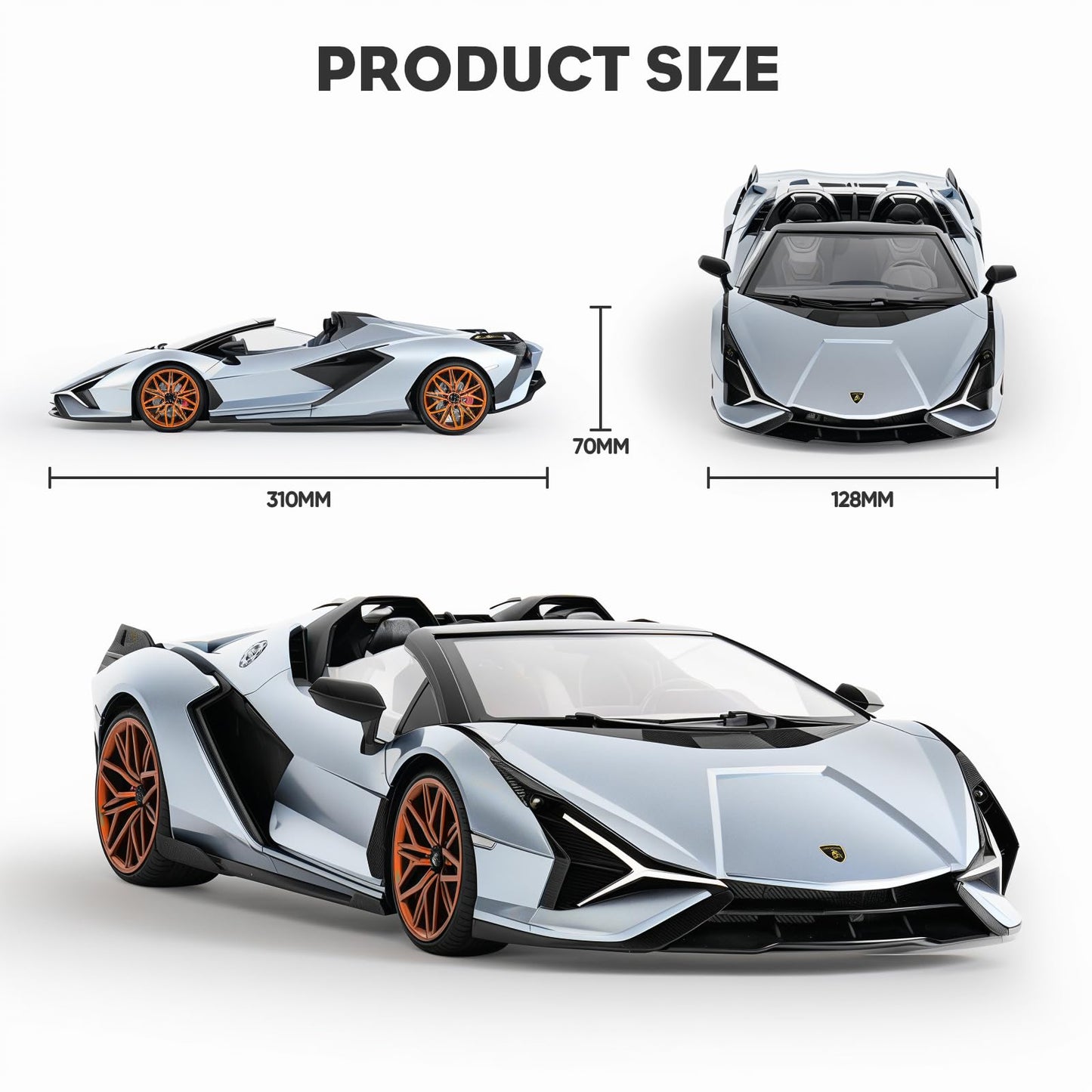 MIEBELY Lamborghini Remote Control Car, 1:16 Scale Lambo Toy Car 7.4V 500mAh Officially Licensed 12Km/h Rc Cars with Led Light 2.4Ghz Model Car for Adults Boys Girls Birthday Ideas Gift (Light Blue)