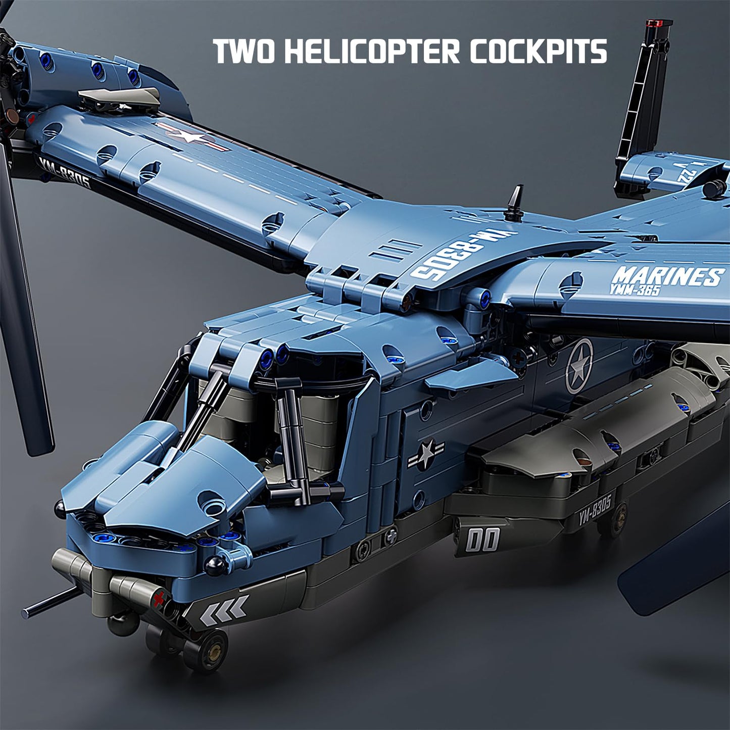Chodia Military Helicopter Building Blocks Set,Fighter Jet Model Toys,V-22 Osprey Army Airplane Kits with Ratoting Propeller,STEM Christmas Xmas Birthday Gifts for Adult Boys Teens 8-14 14+(1486PCS)