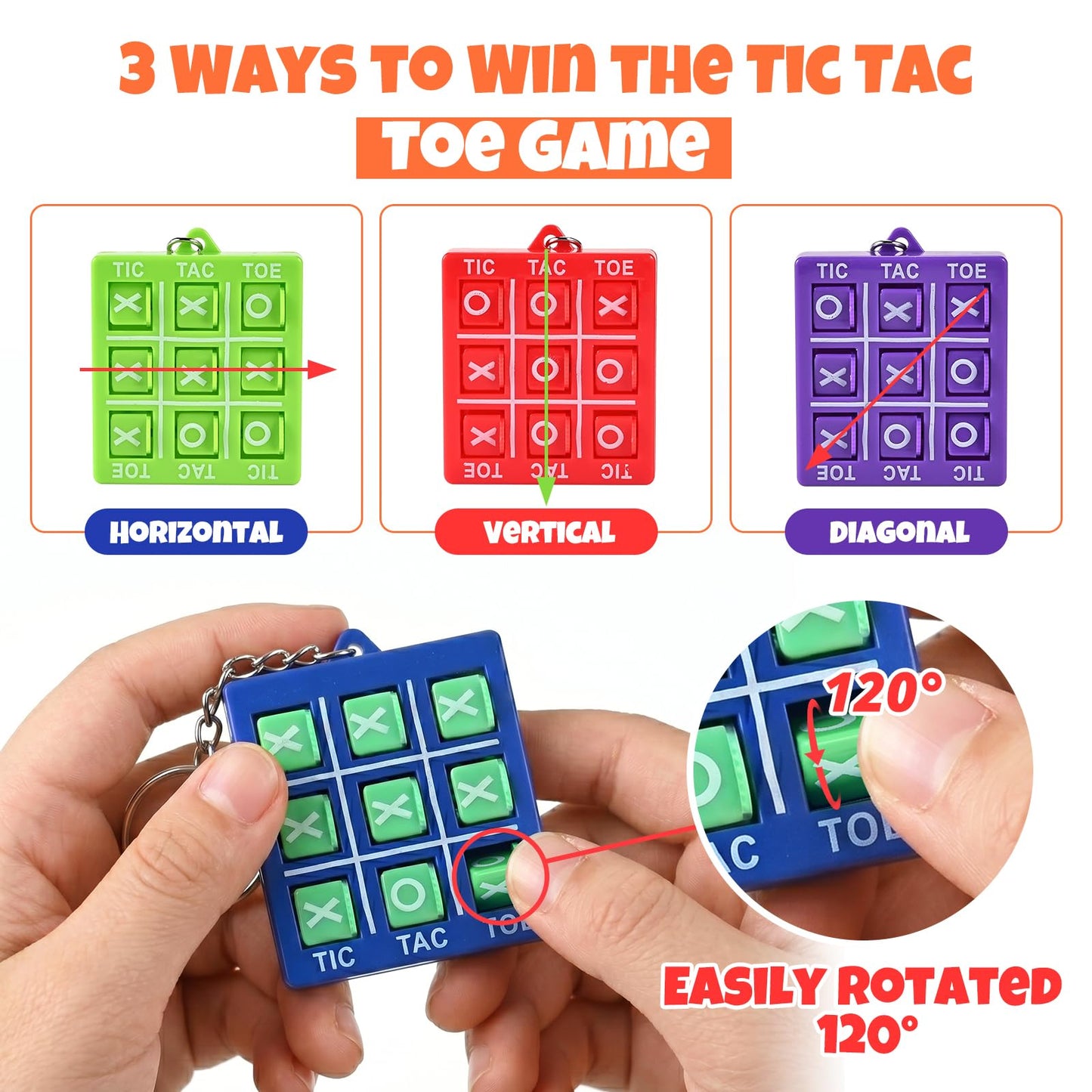 GOLDGE 36PCS Mini Tic Tac Toe Game Party Favors Goodie Bags Stuffers for Kids 8-12 Tic Tac Toe keychain Bulk Mini Games for Travel Classroom Treasure Box Carnival Prizes Birthday Easter Pinata Filler