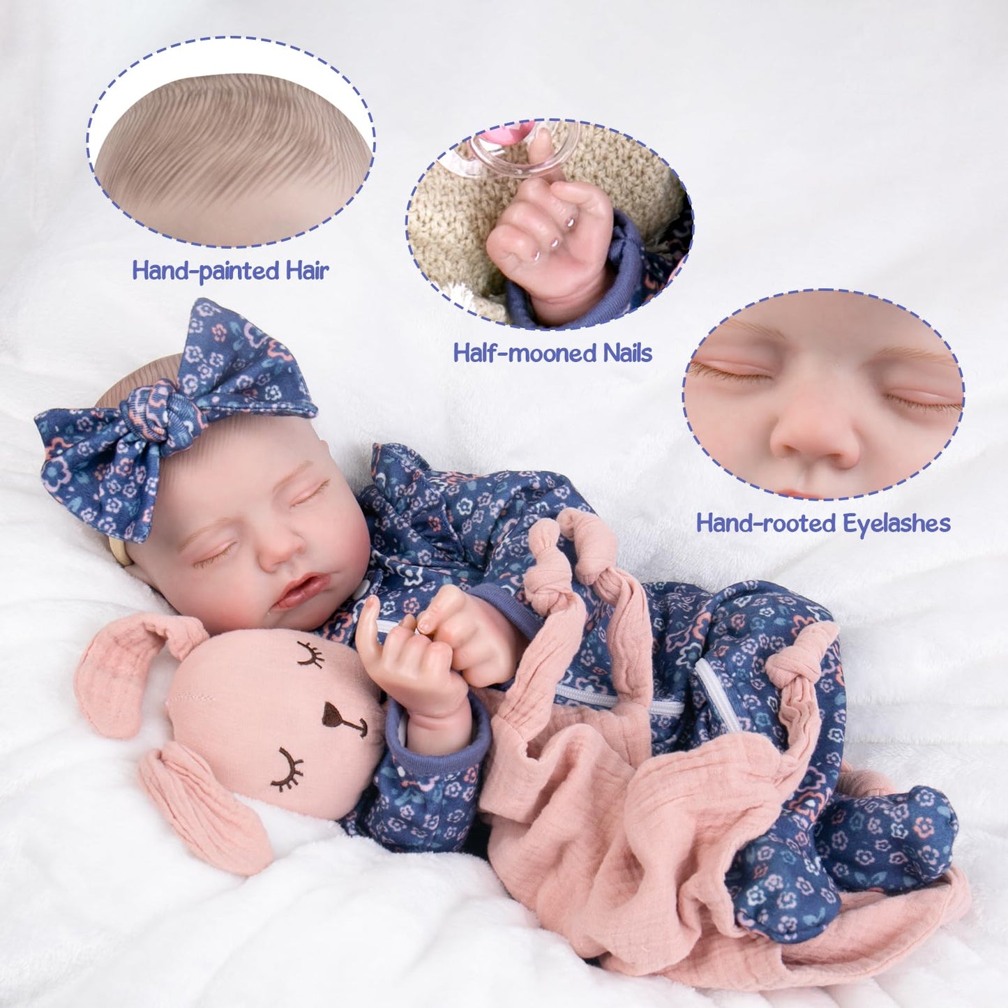 Aori 20 Inch Weighted Reborn Baby Doll - Hyper Realistic Lifelike Newborn Girl with Outfit, Collectible Soft Body Baby Doll for Girls Age 3 for Christmas/Birthday