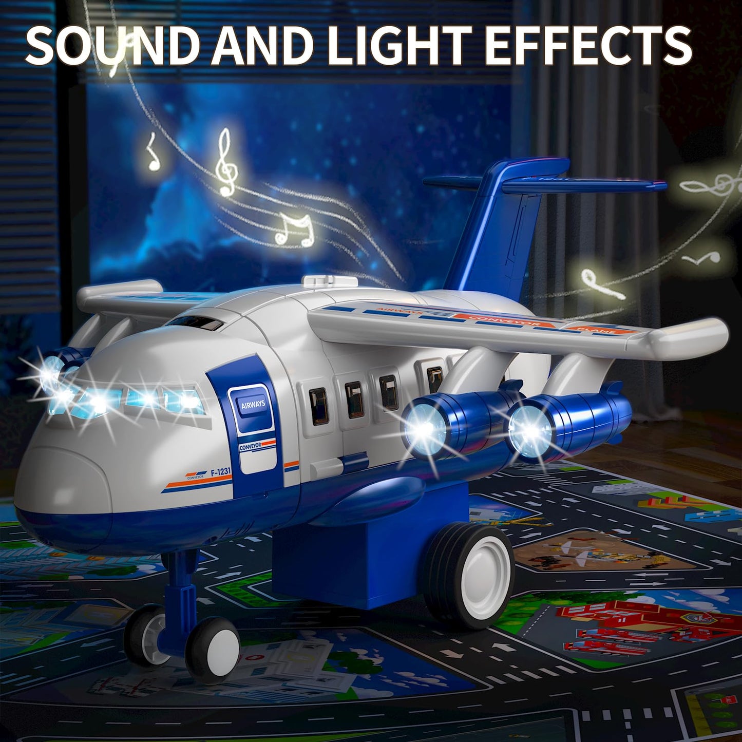 MSKOLER Airplane Toys for Toddlers 2-4 - Boy Toy Car Race Tracks for Kids Ages 3-5 with 8 Small Car Toys, Toddlers Educational Toy, Birthday Gifts for Boys 3-5