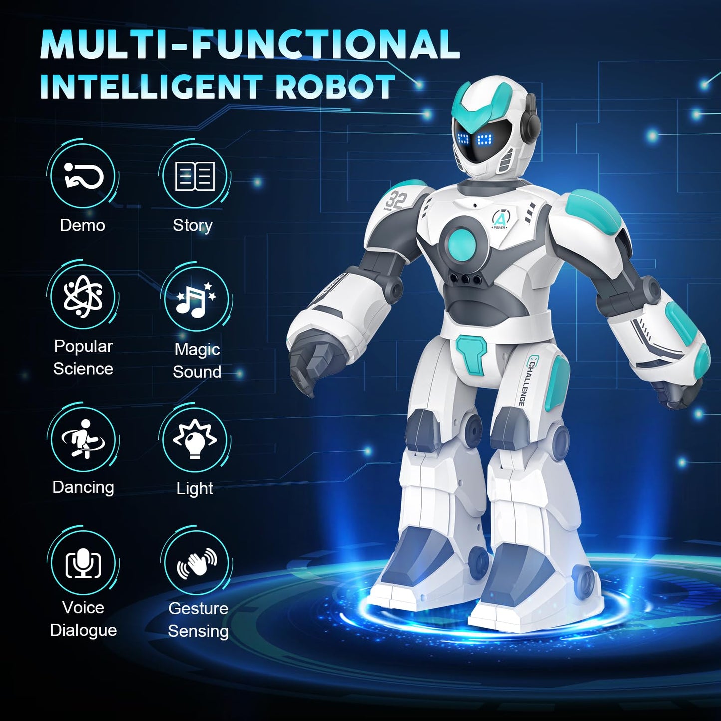 VATOS Remote Control Robot for Kids Extra Large, 15.4" Programmable RC Robot Toy with Sing Dance, Gesture Sensing & Voice Control Rechargeable Smart Toy for Boys Girls Toddler 3 4 5 6 8+