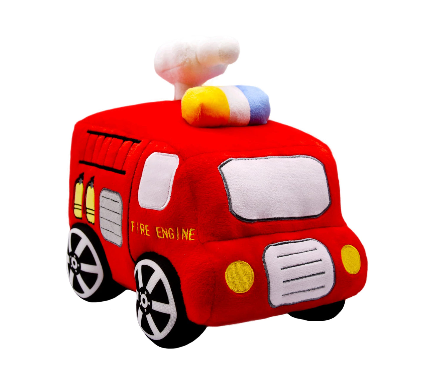 BABOLI Soft Fire Engine Stuffed Special Vehicle Plush Fire Truck Cuddly Rescue Vehicle Toy Sweet Gifts for Kids Present for Birthday or Stuff Collection 10 Inches (Fire Engine)