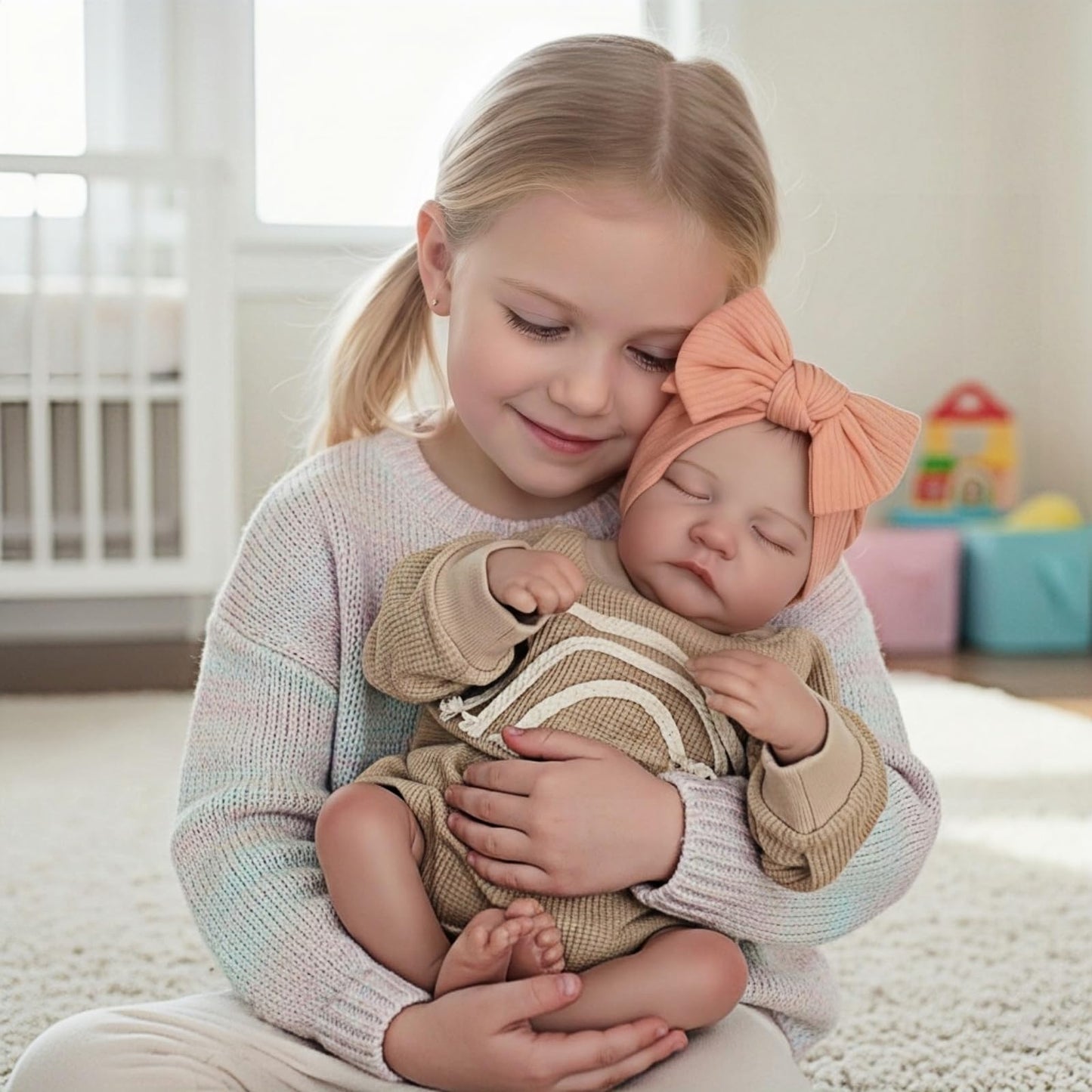 YuDill 17 Inch Realistic Baby Doll for Girls Age 3+ – Full Vinyl Washable Body, Soft Touch, Closed Eyes – Lifelike Toy Gift for Kids’ Pretend Play & Bathtime Fun
